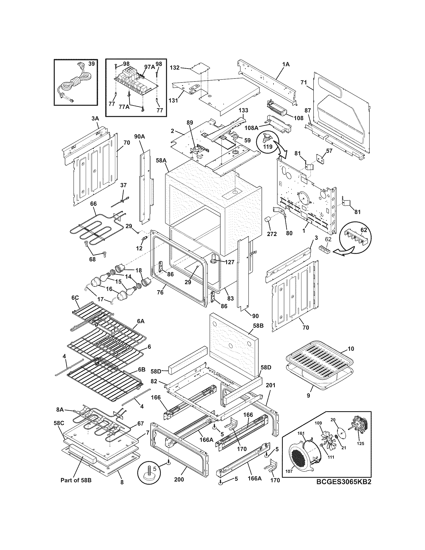 Frigidaire CGES3065KW2 body diagram