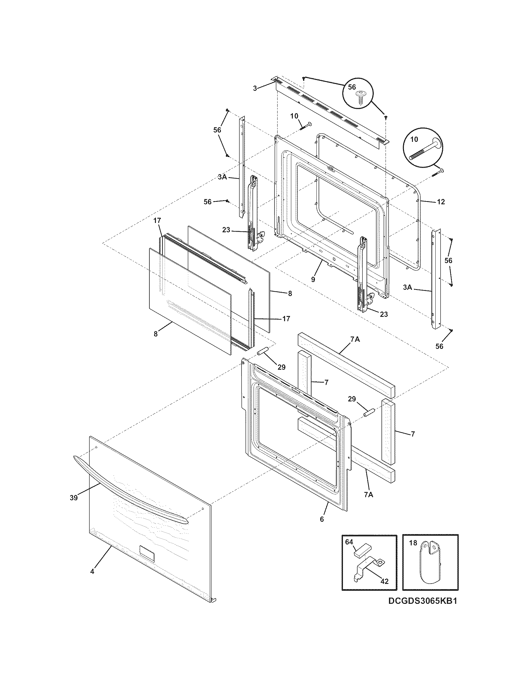 Frigidaire CGES3065KW2 door diagram