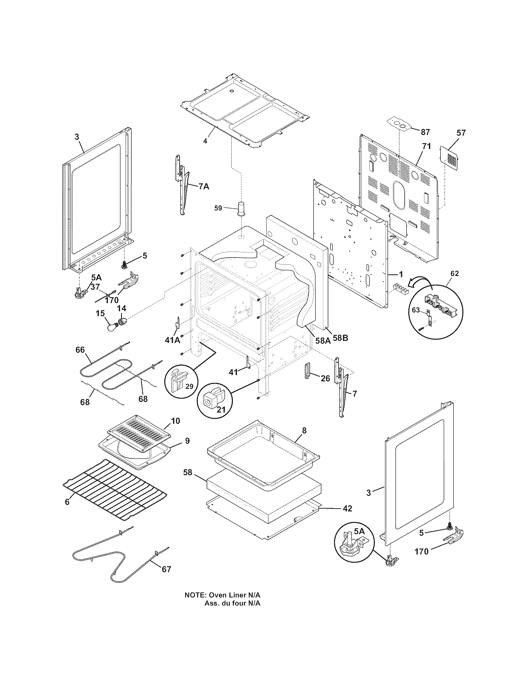 Frigidaire FFEF3011LWA body diagram