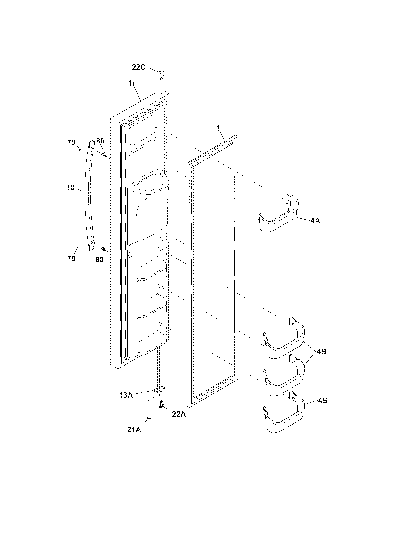 Frigidaire FGHS2634KQ2 freezer door diagram