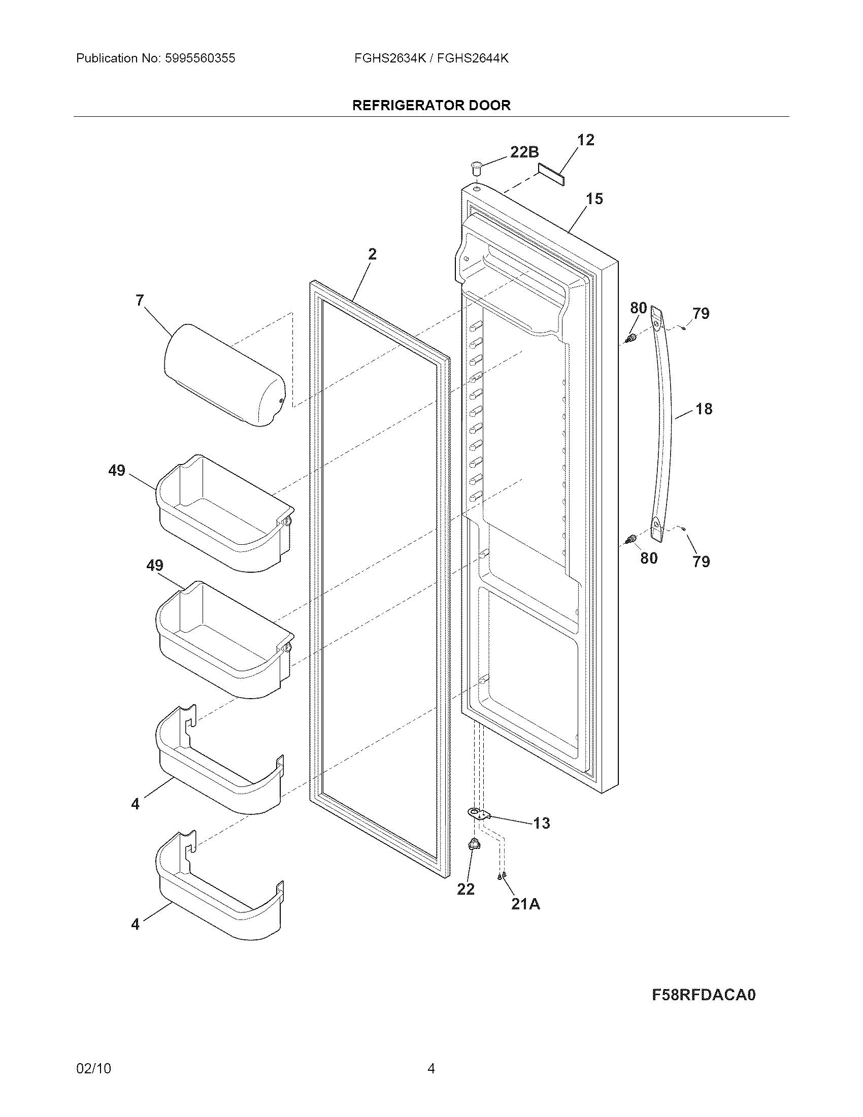Frigidaire FGHS2634KQ2 refrigerator door diagram