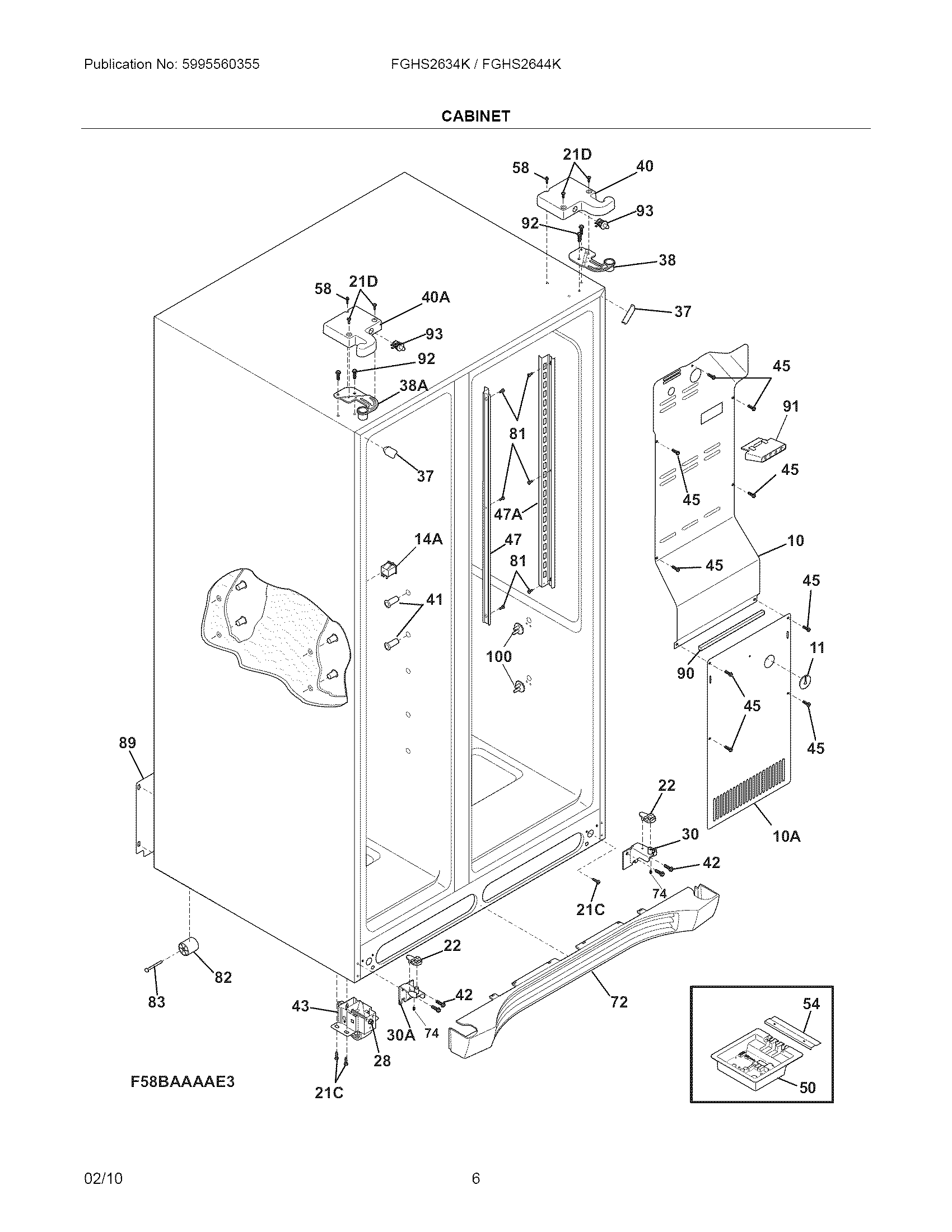 Frigidaire FGHS2634KQ2 cabinet diagram