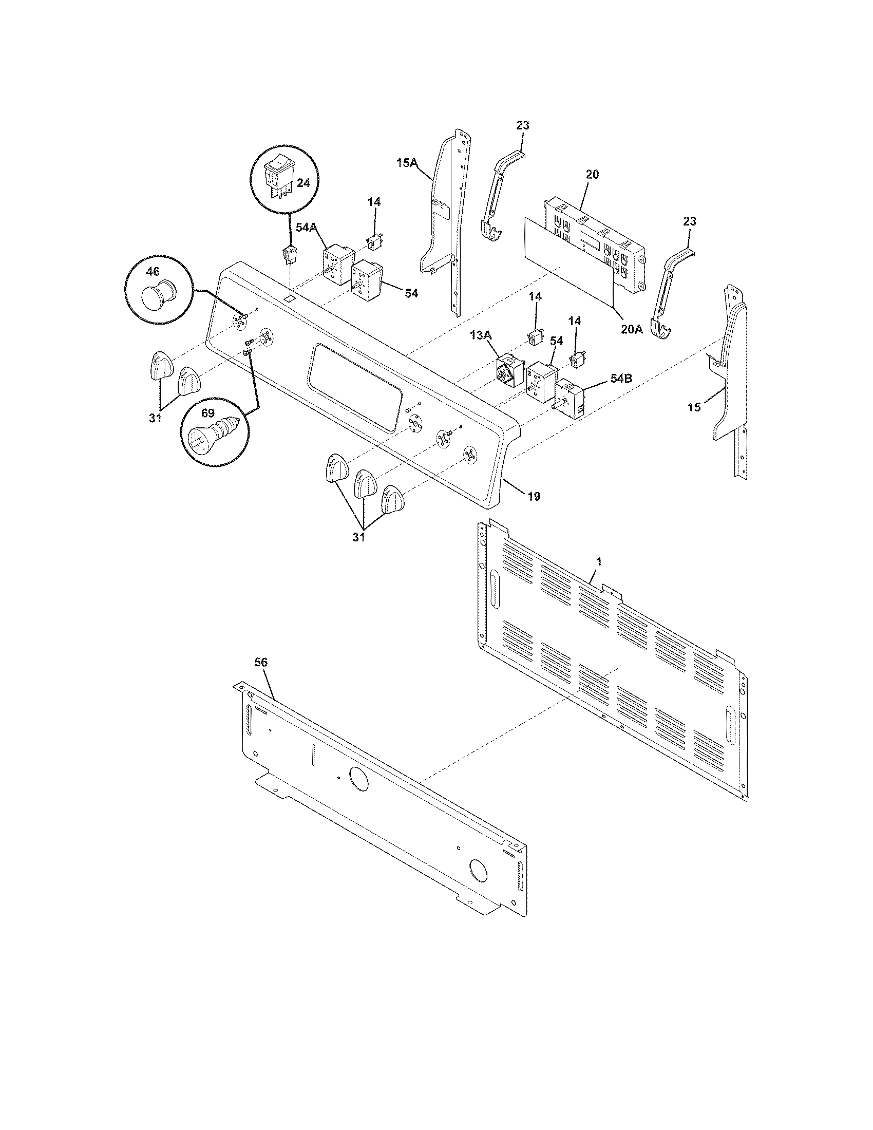 Frigidaire FFEF3050LSA backguard diagram