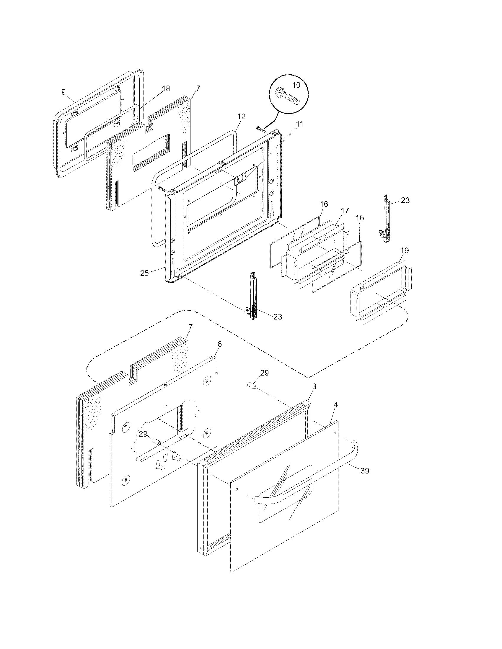 Frigidaire FEB24S5ASE door diagram