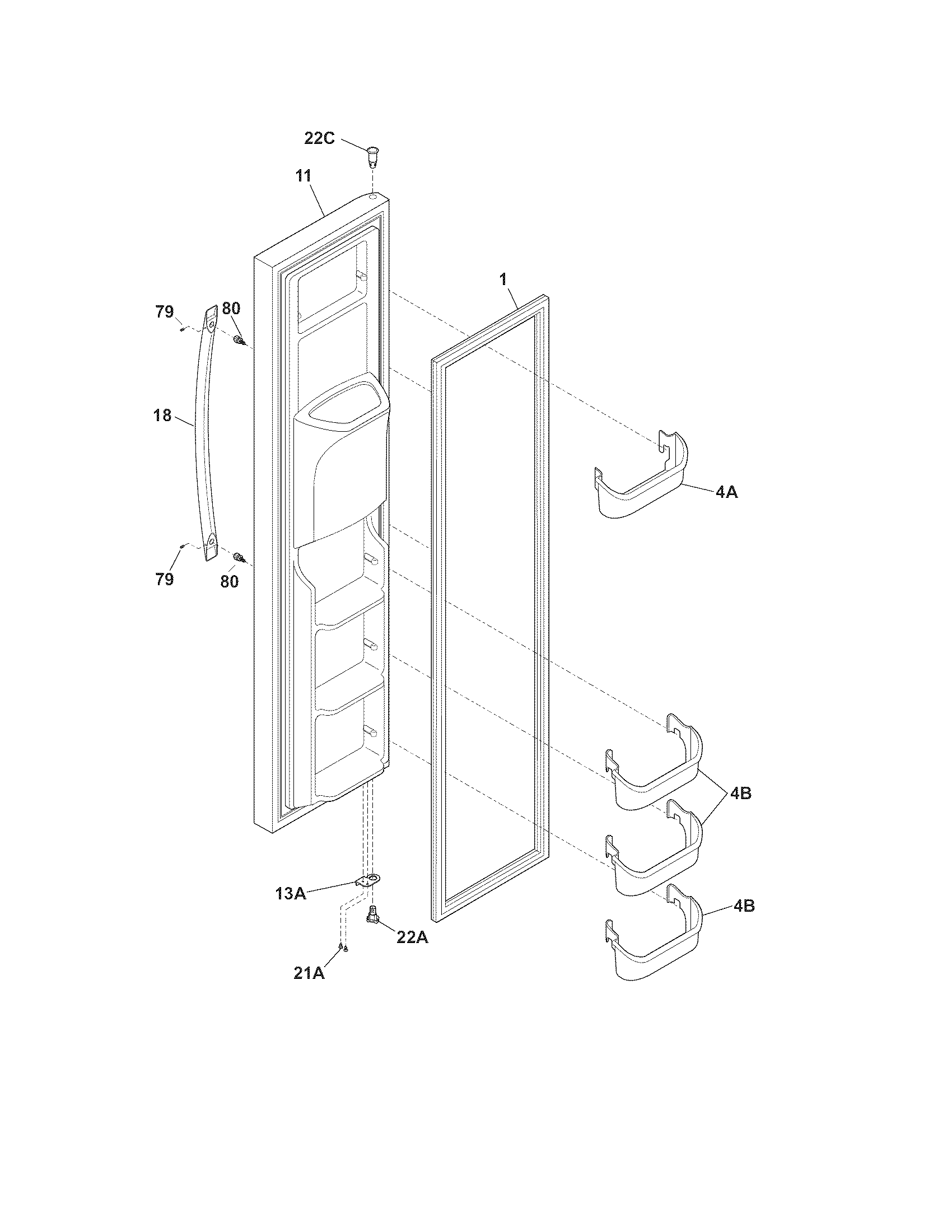 Frigidaire LGHS2634KP2 freezer door diagram