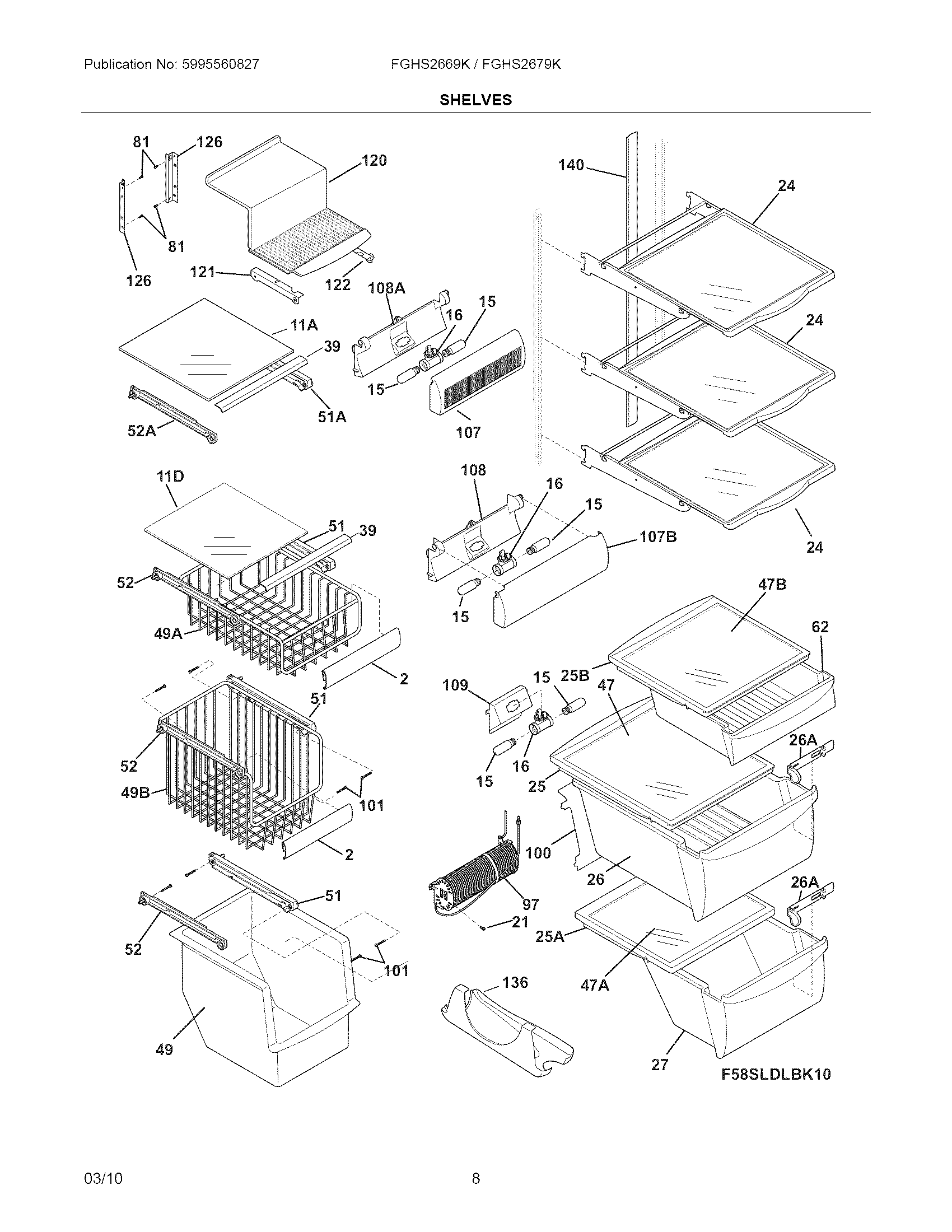 Frigidaire FGHS2679KP2 shelves diagram