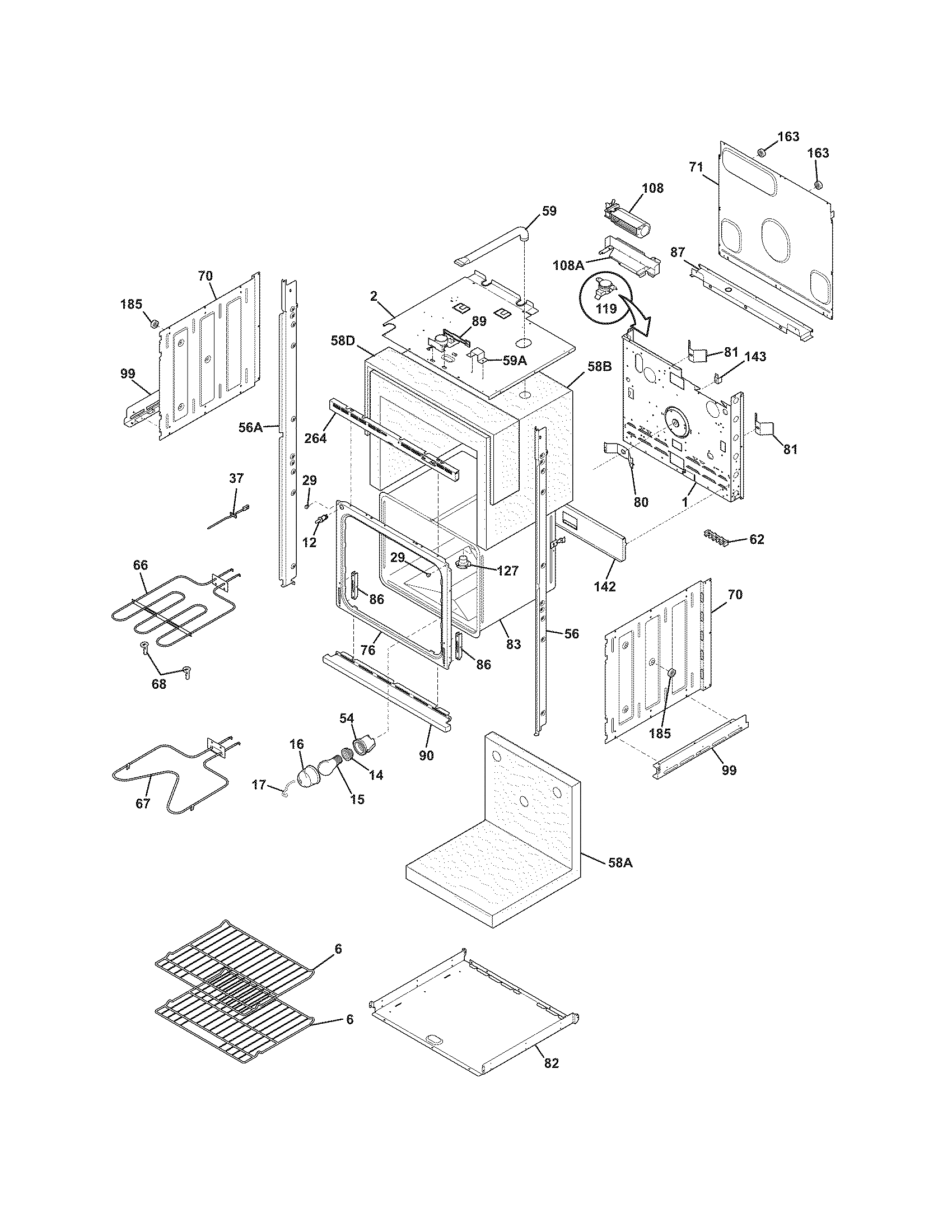 Frigidaire FFET2725LWA lower oven diagram