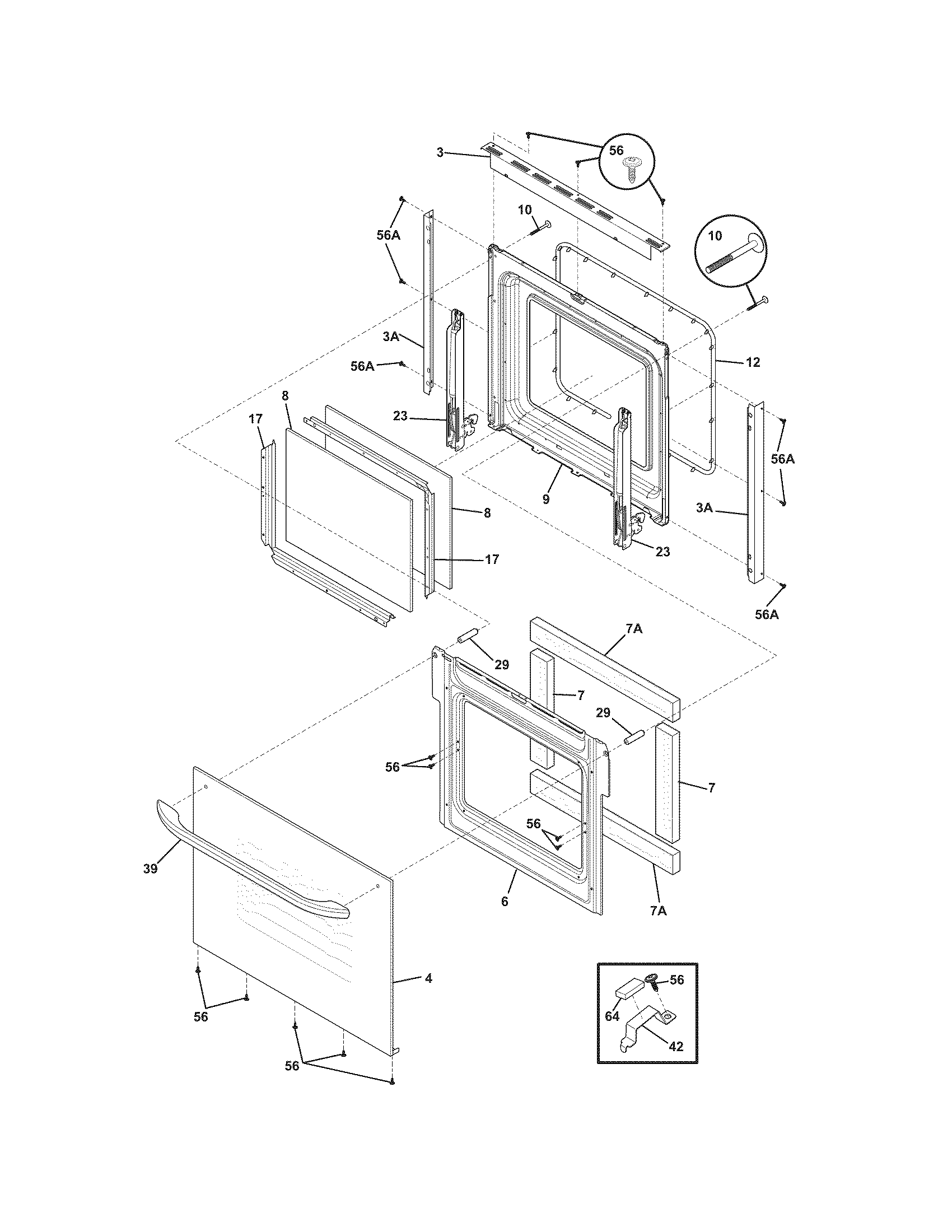 Frigidaire FFET2725LWA doors diagram