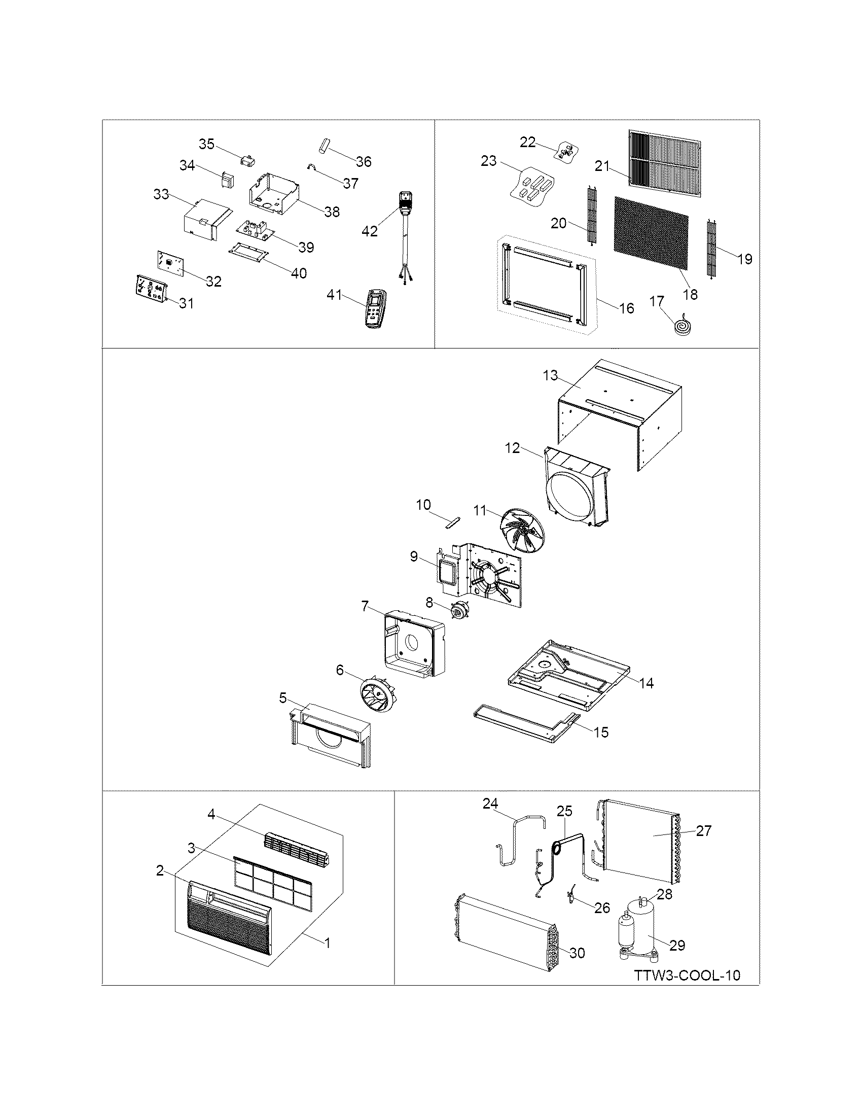Frigidaire FRA106HT10 recommended spare parts diagram
