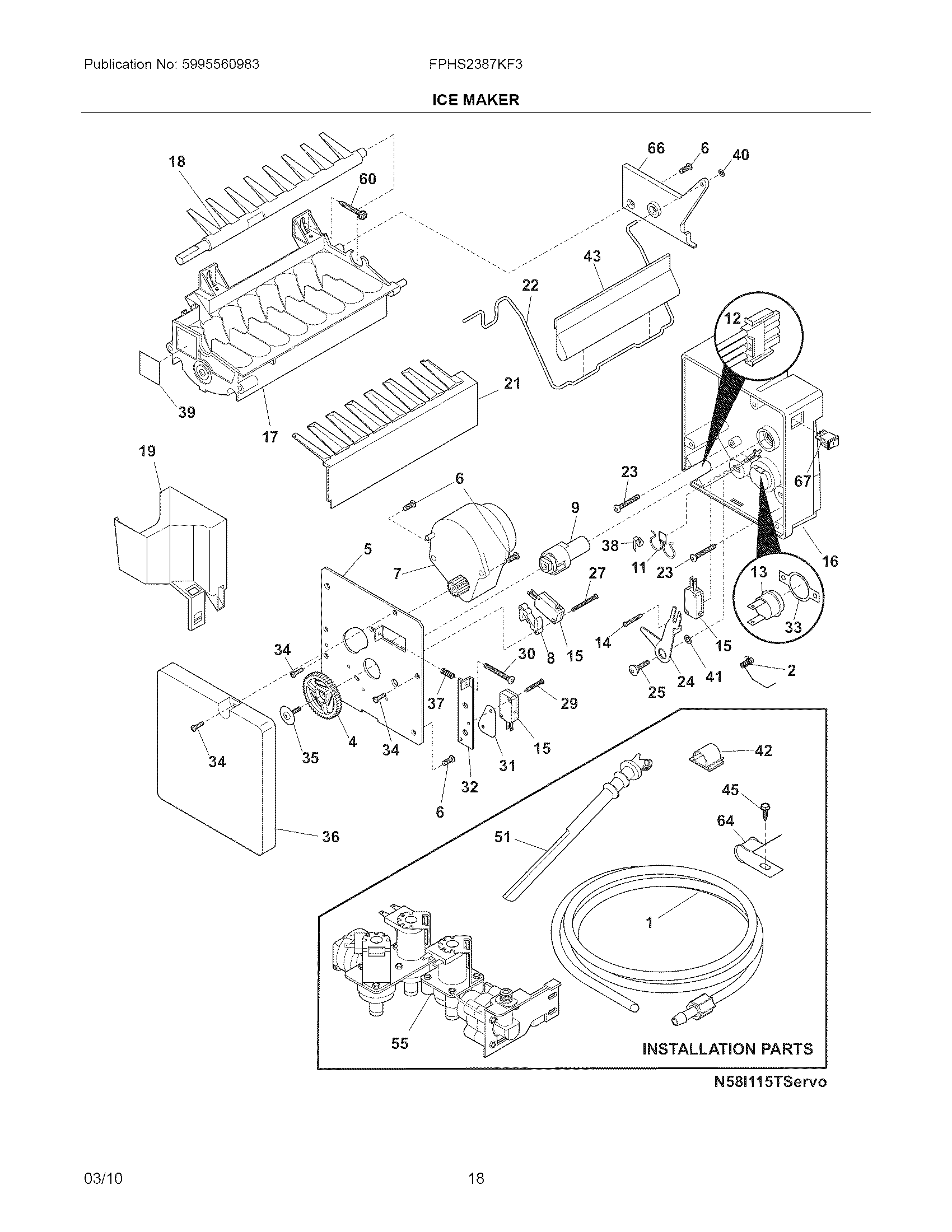 Frigidaire FPHS2387KF3 ice maker diagram