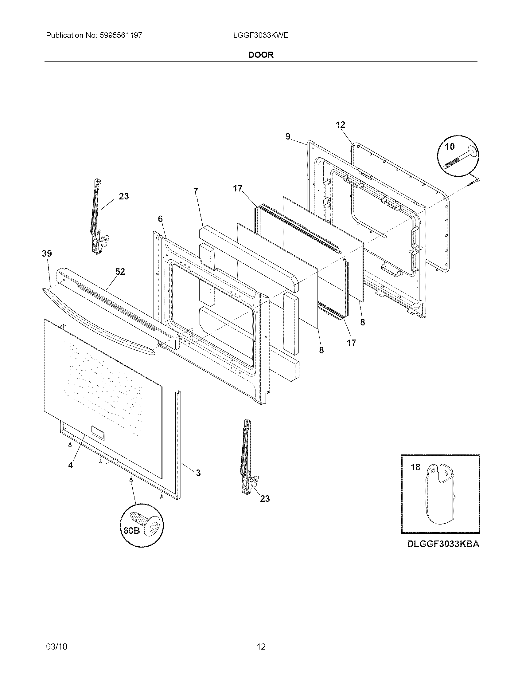 Frigidaire LGGF3033KWE door diagram