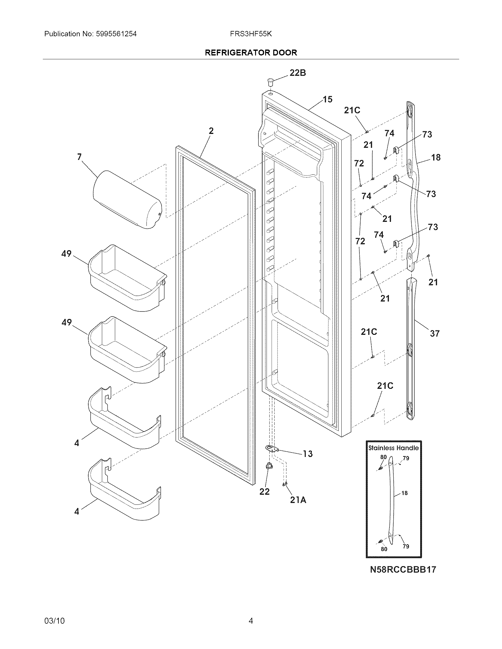 Frigidaire FRS3HF55KS2 refrigerator door diagram