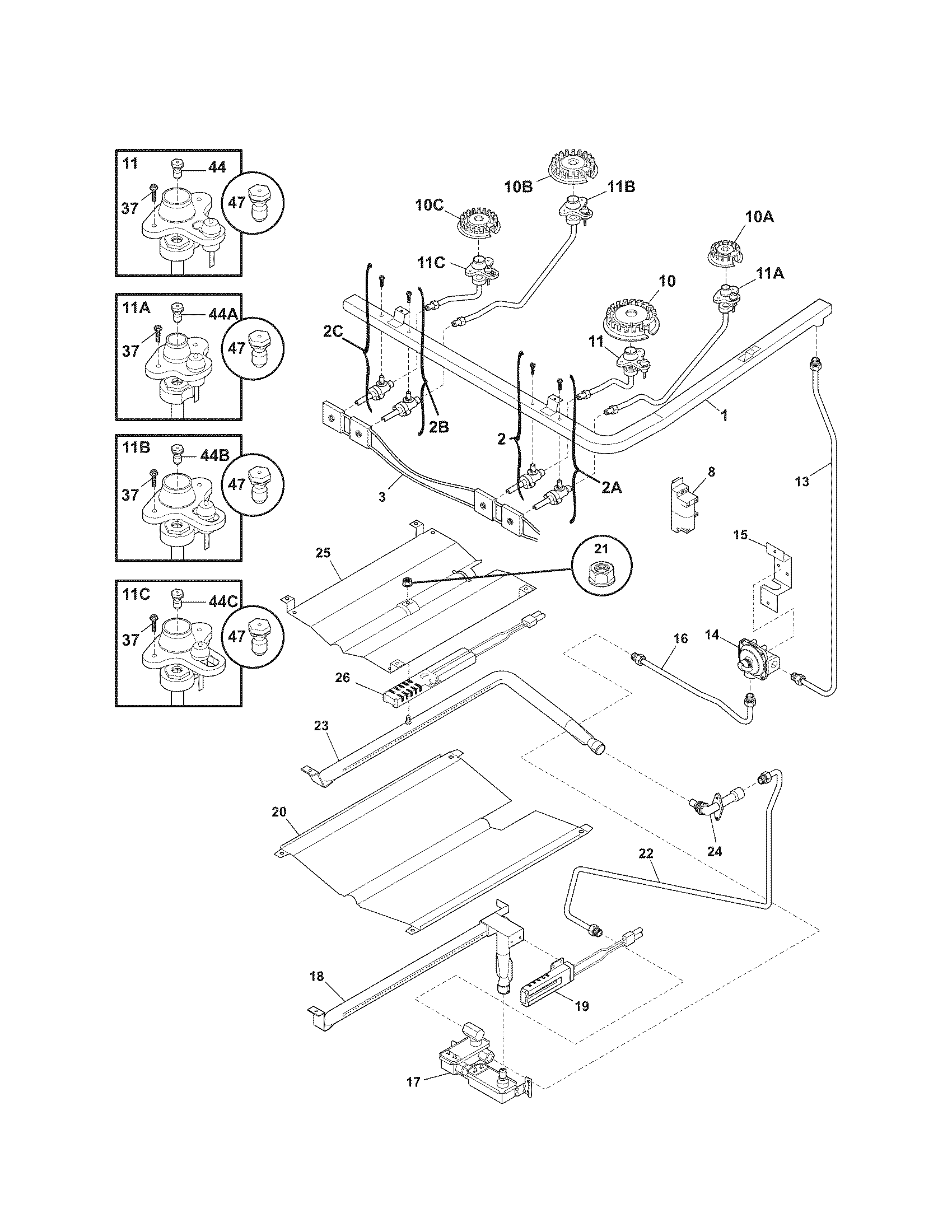Kenmore Elite 79079432800 burner diagram