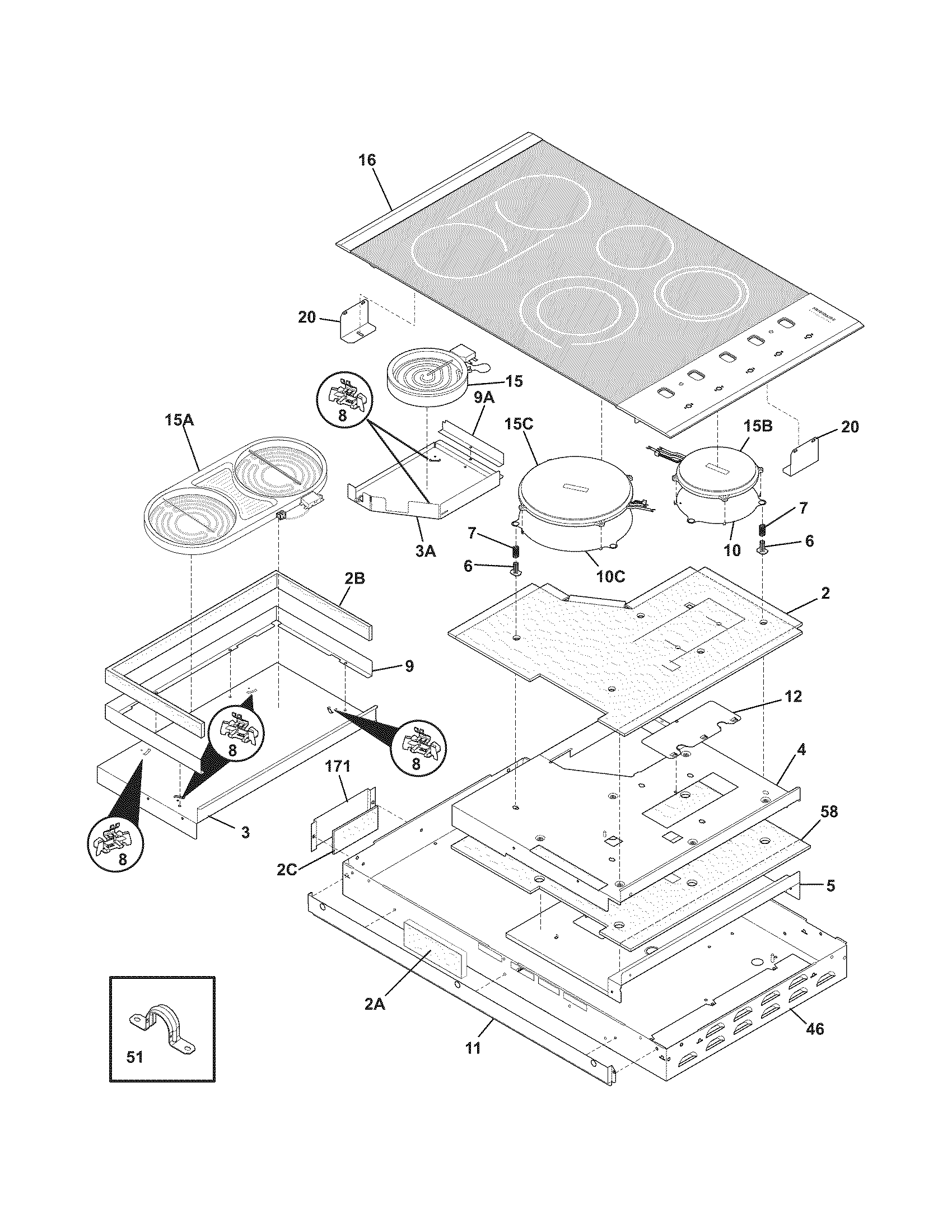 Frigidaire FPCC3685KSA maintop/surface units diagram