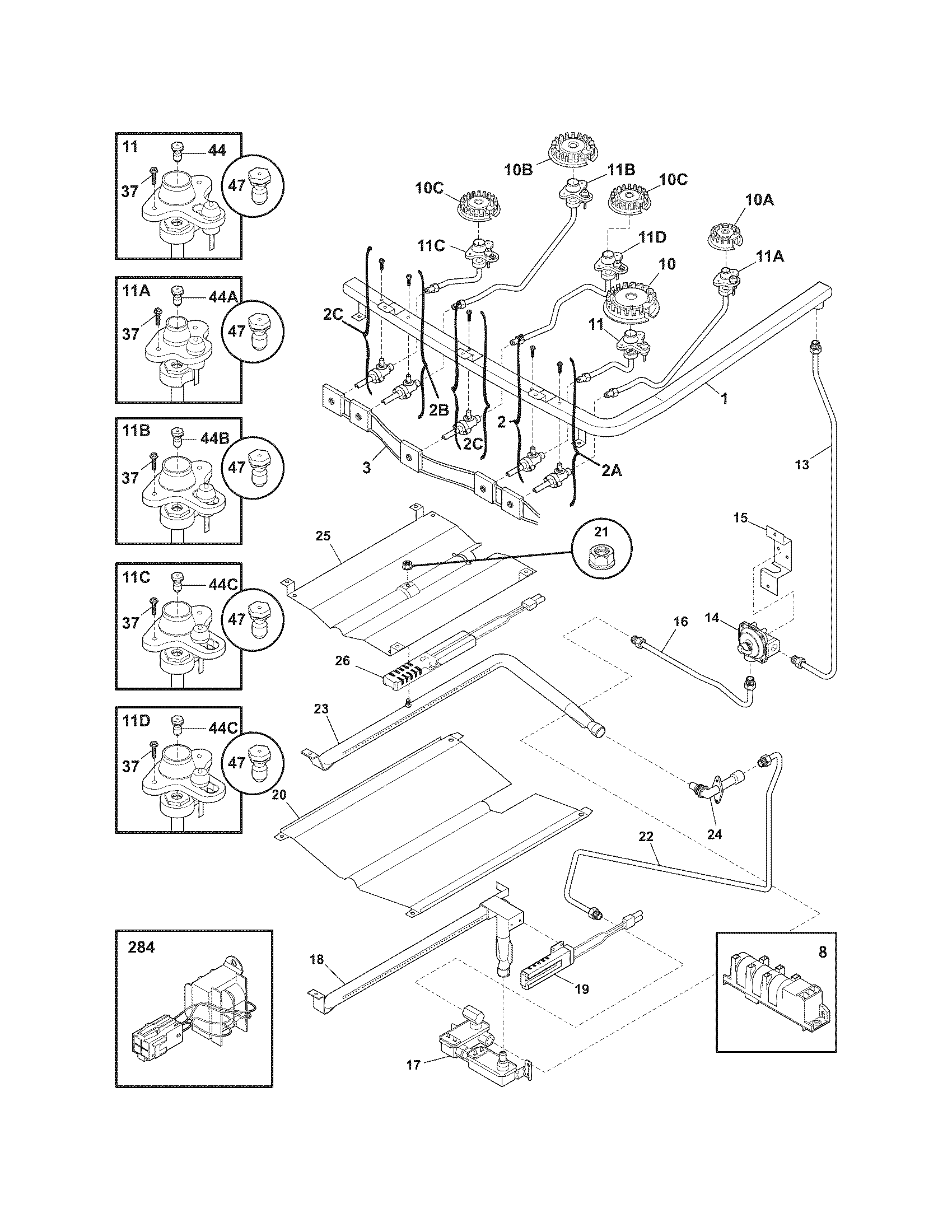 Electrolux CEI30GF5GSD burner diagram