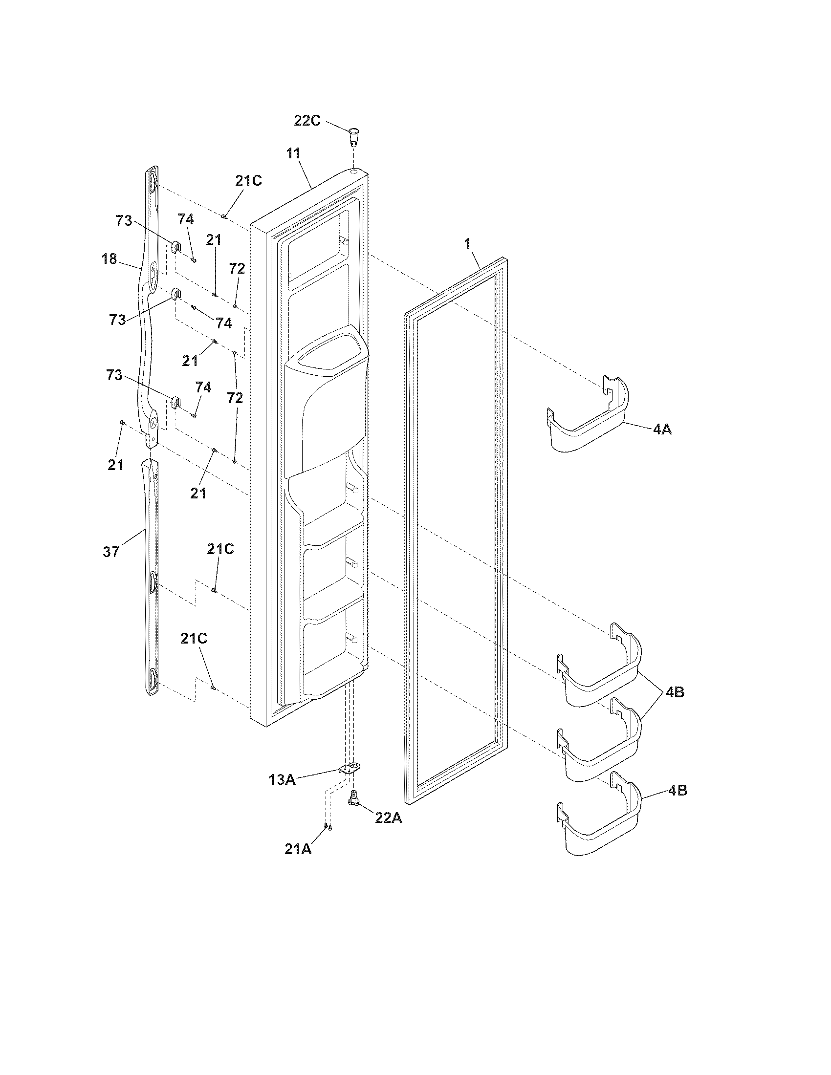 Frigidaire FLS26Z2GKB2 freezer door diagram