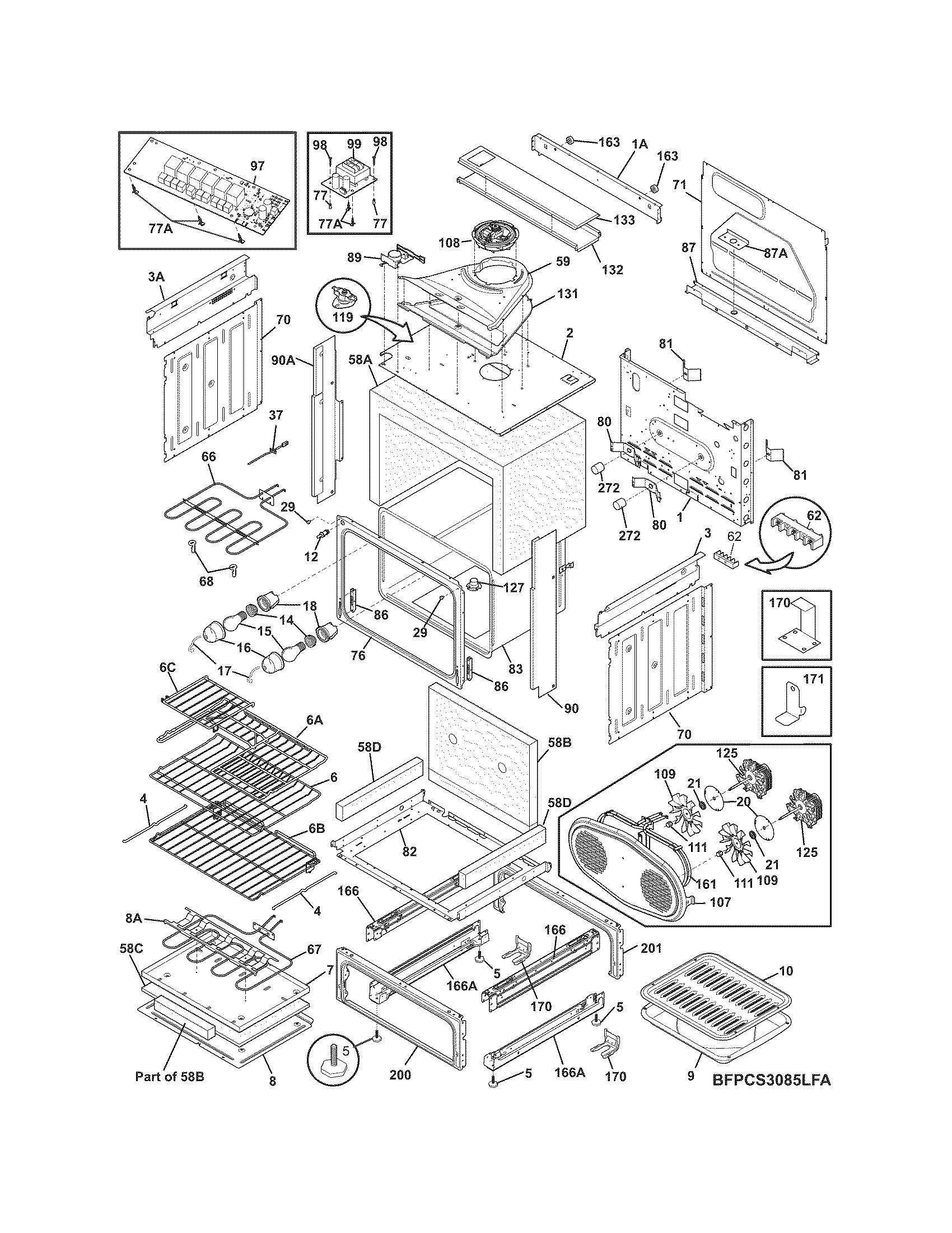 Frigidaire FPCS3085LFA body diagram