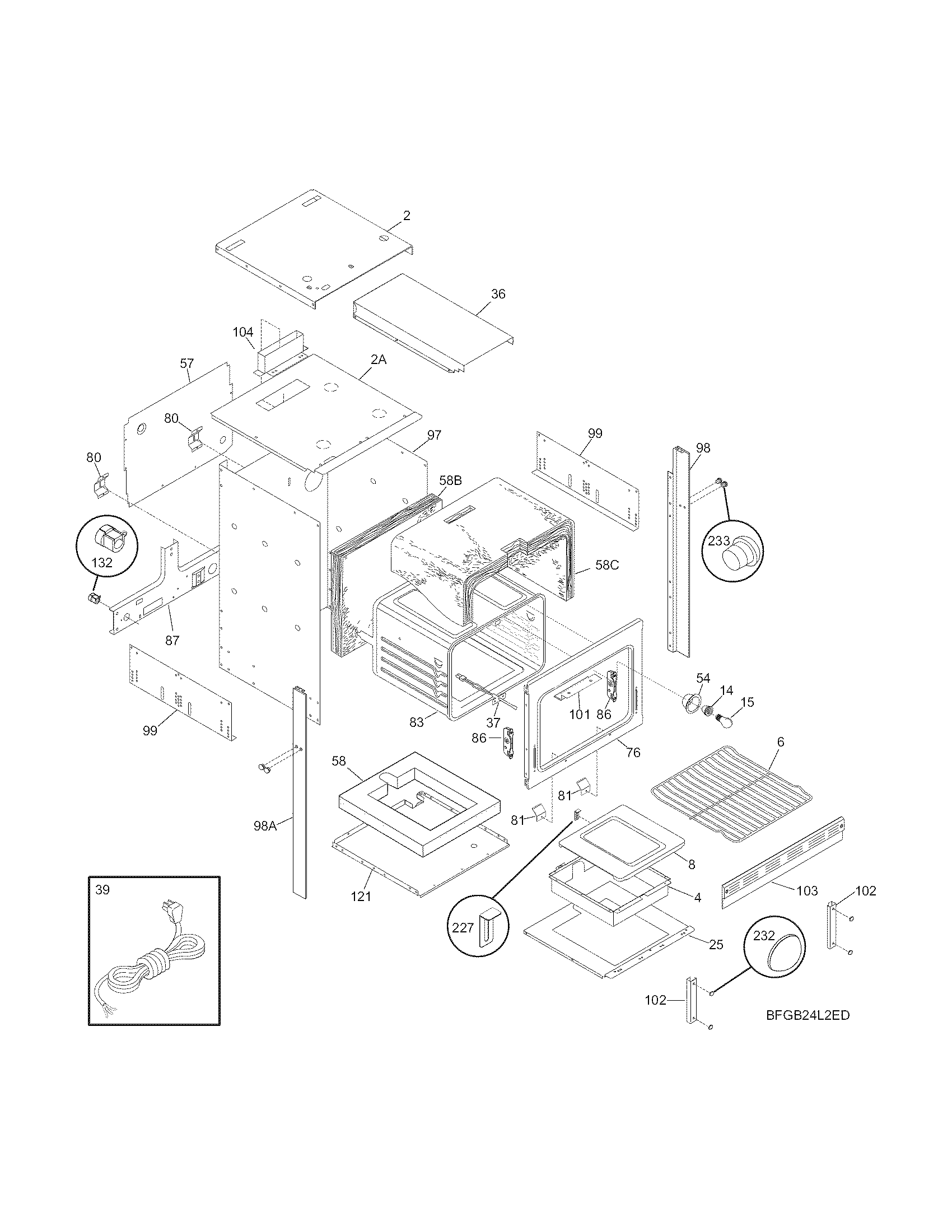Frigidaire FGB24L2ABC body diagram