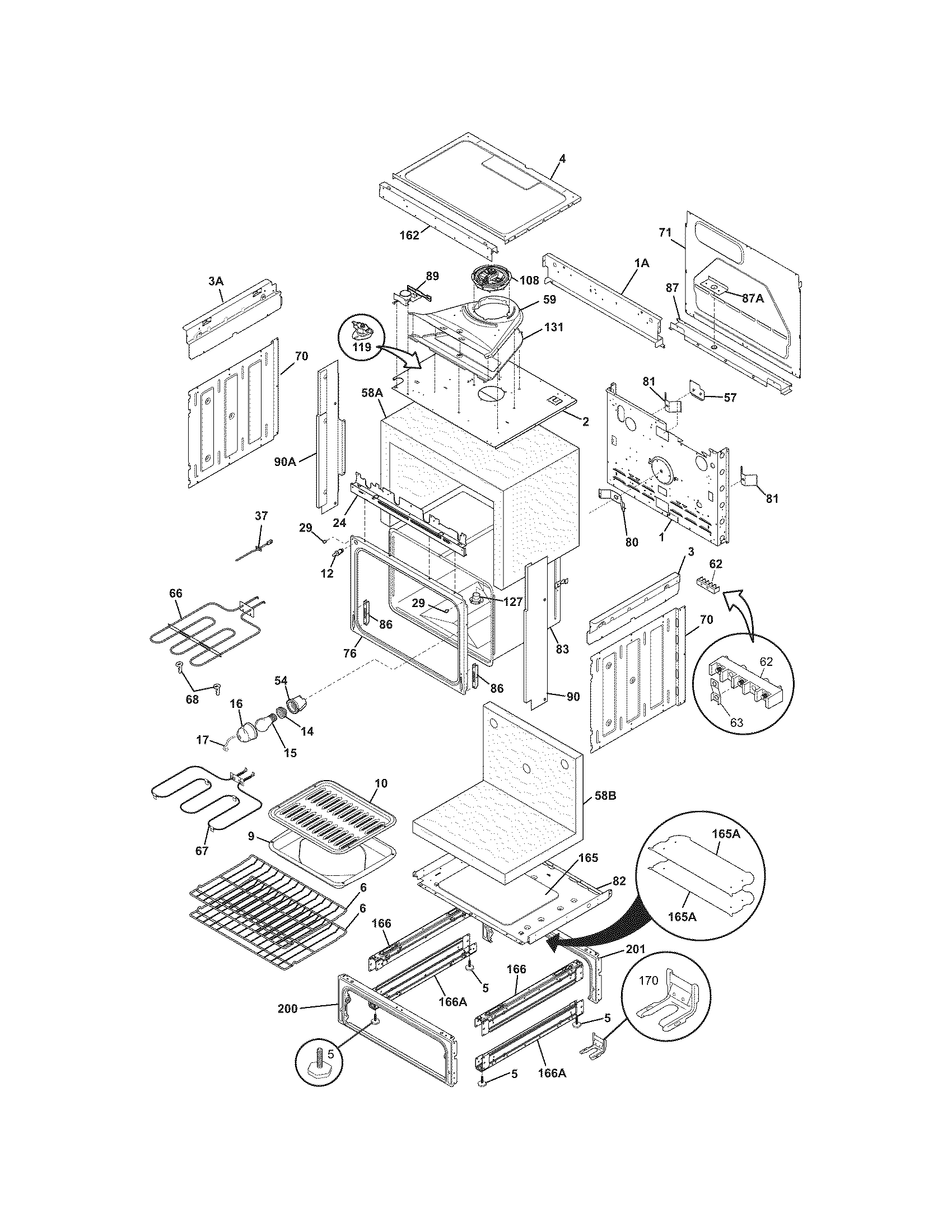 Frigidaire FFES3015LBA body diagram