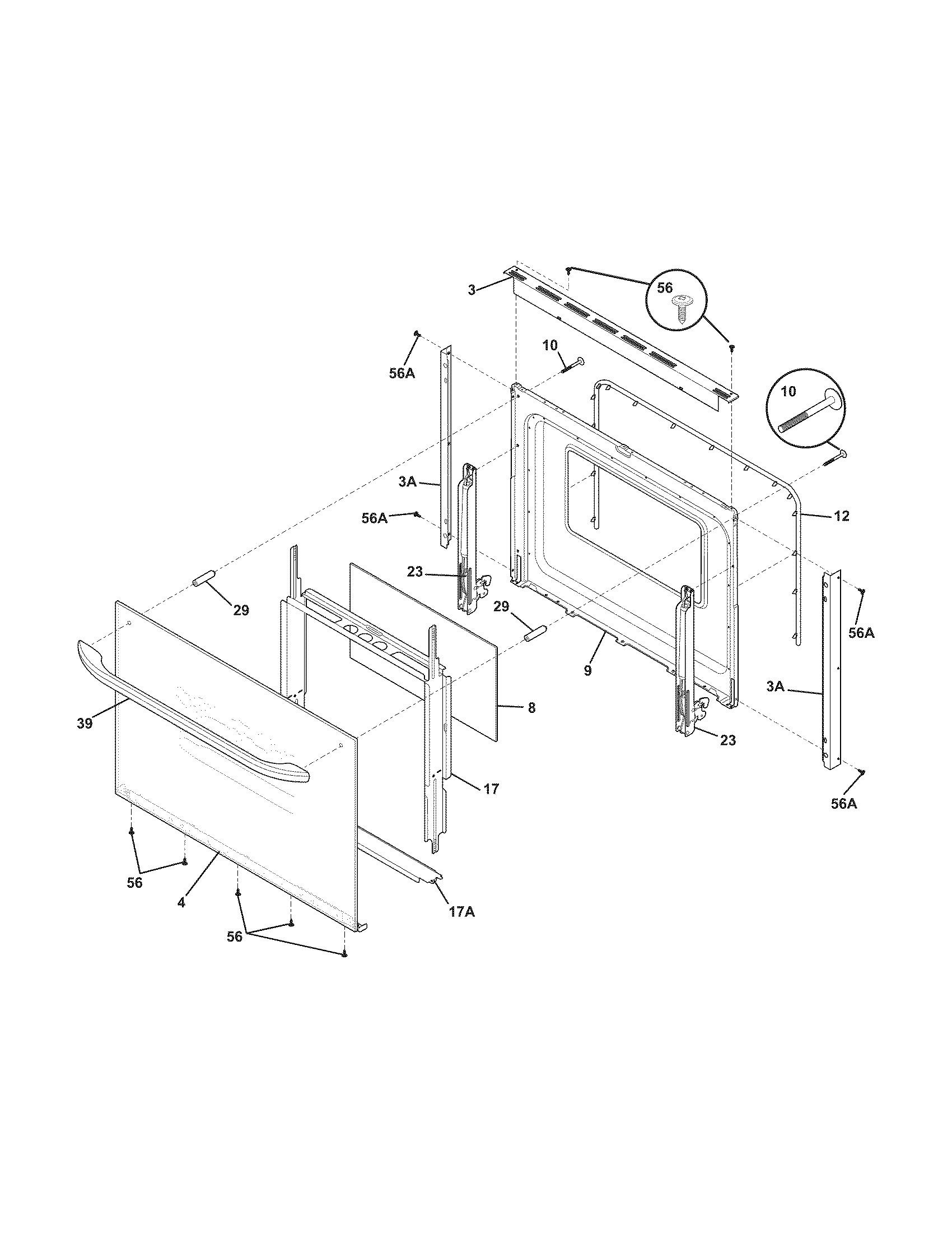 Frigidaire FFES3005LBA door diagram
