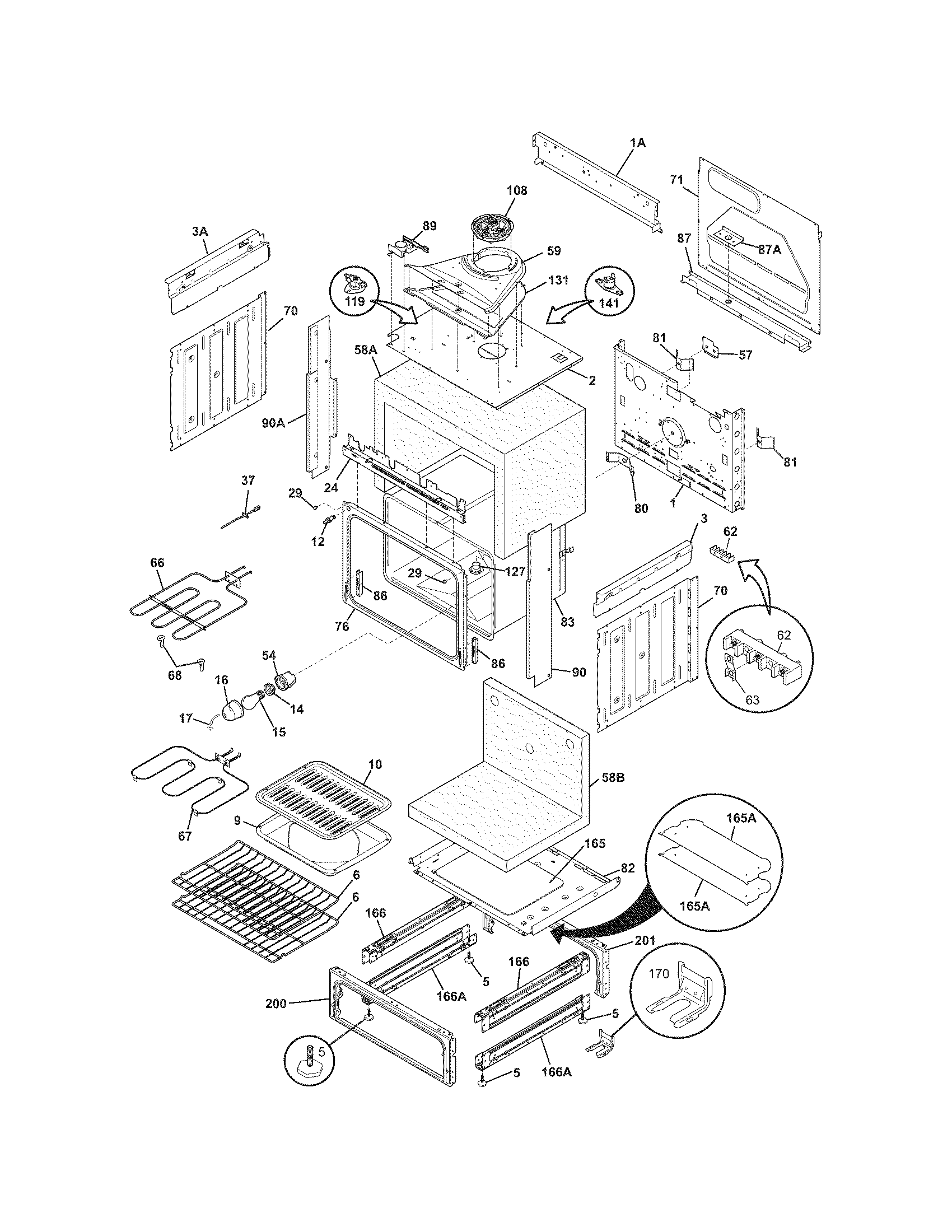 Frigidaire FFES3025LSA body diagram