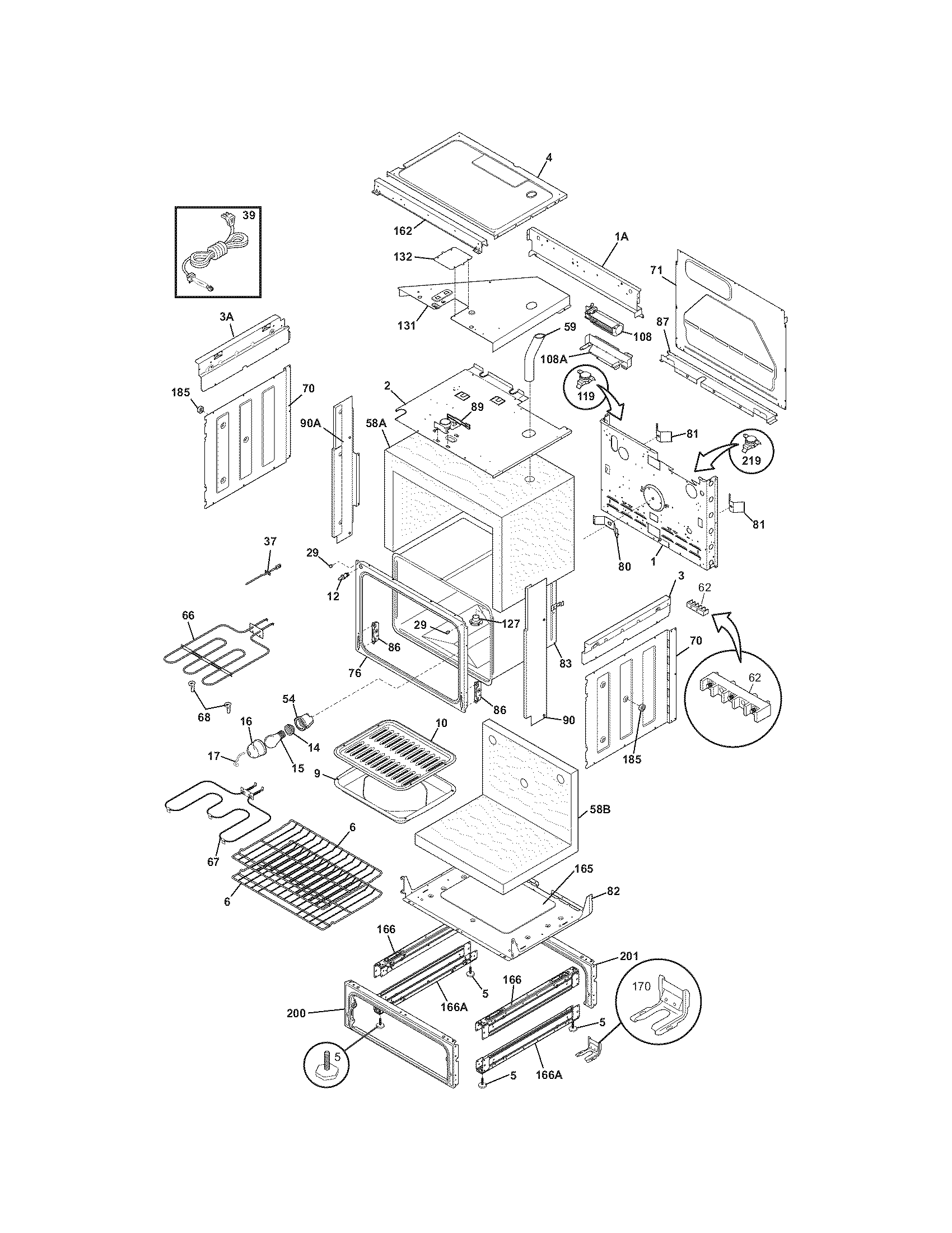 Frigidaire CFES355EB5 body diagram