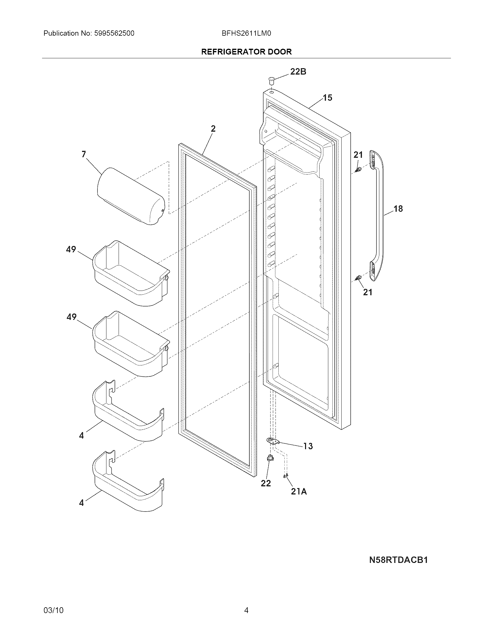 Frigidaire BFHS2611LM0 refrigerator door diagram