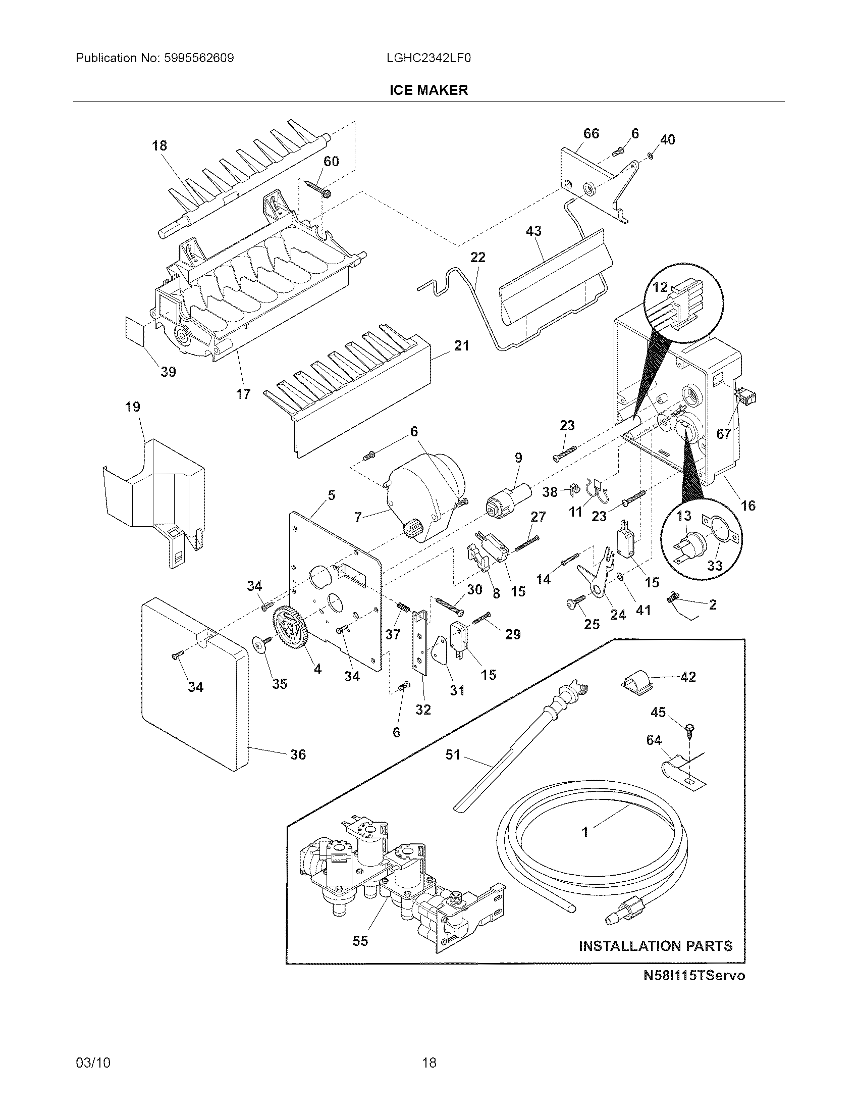 Frigidaire LGHC2342LF0 ice maker diagram