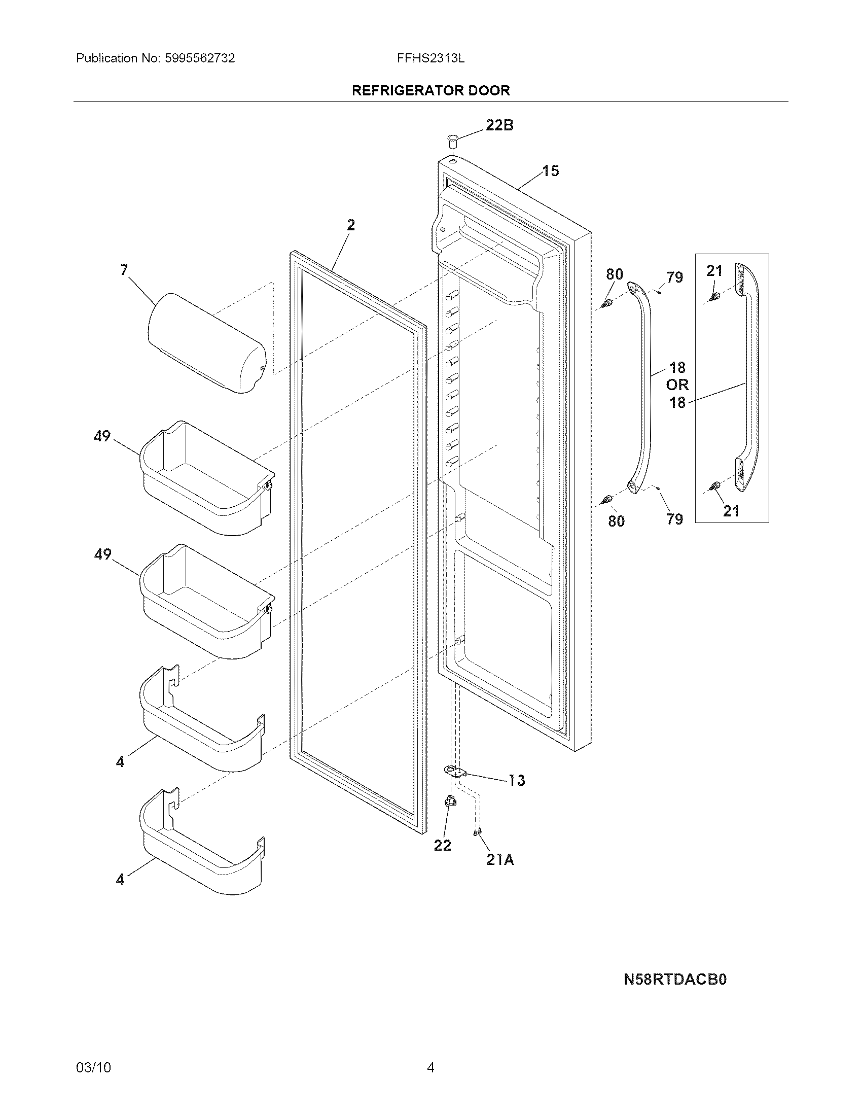 Frigidaire FFHS2313LP0 refrigerator door diagram