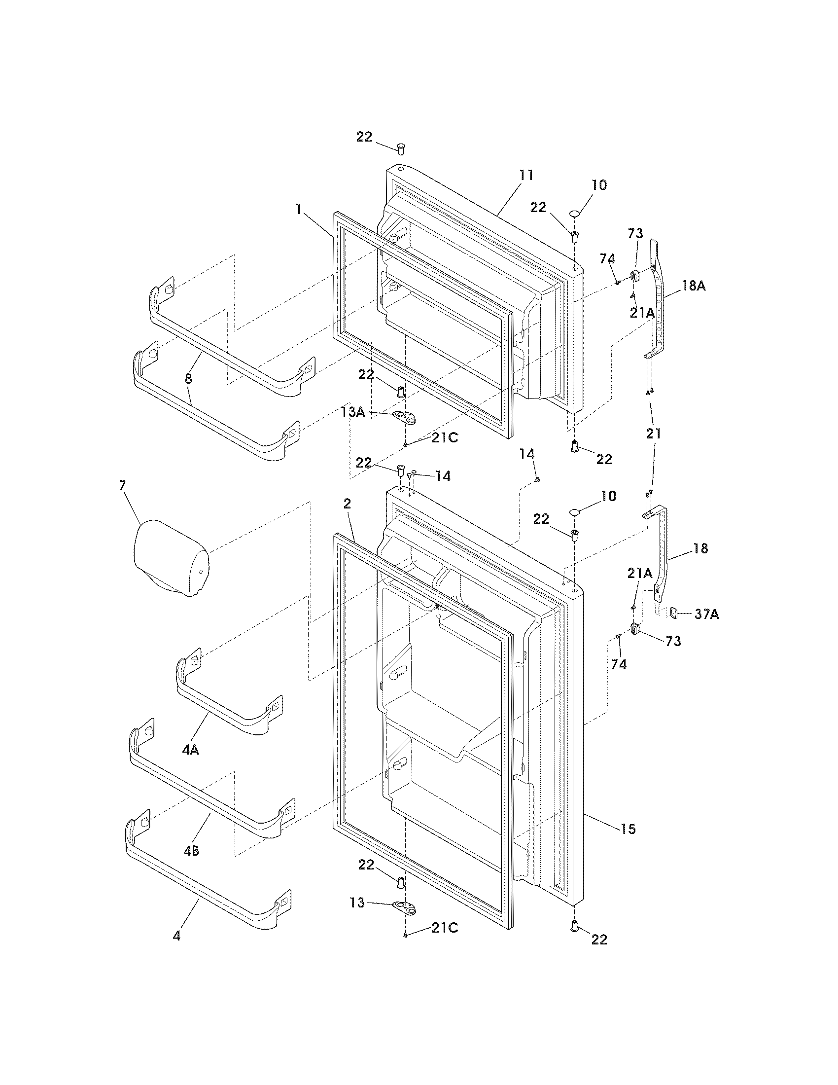 Kenmore 25361534805 door diagram