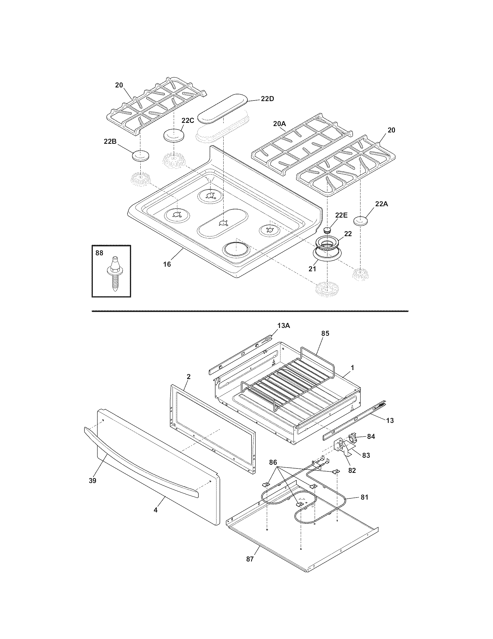 Kenmore Elite 79077543806 top/drawer diagram