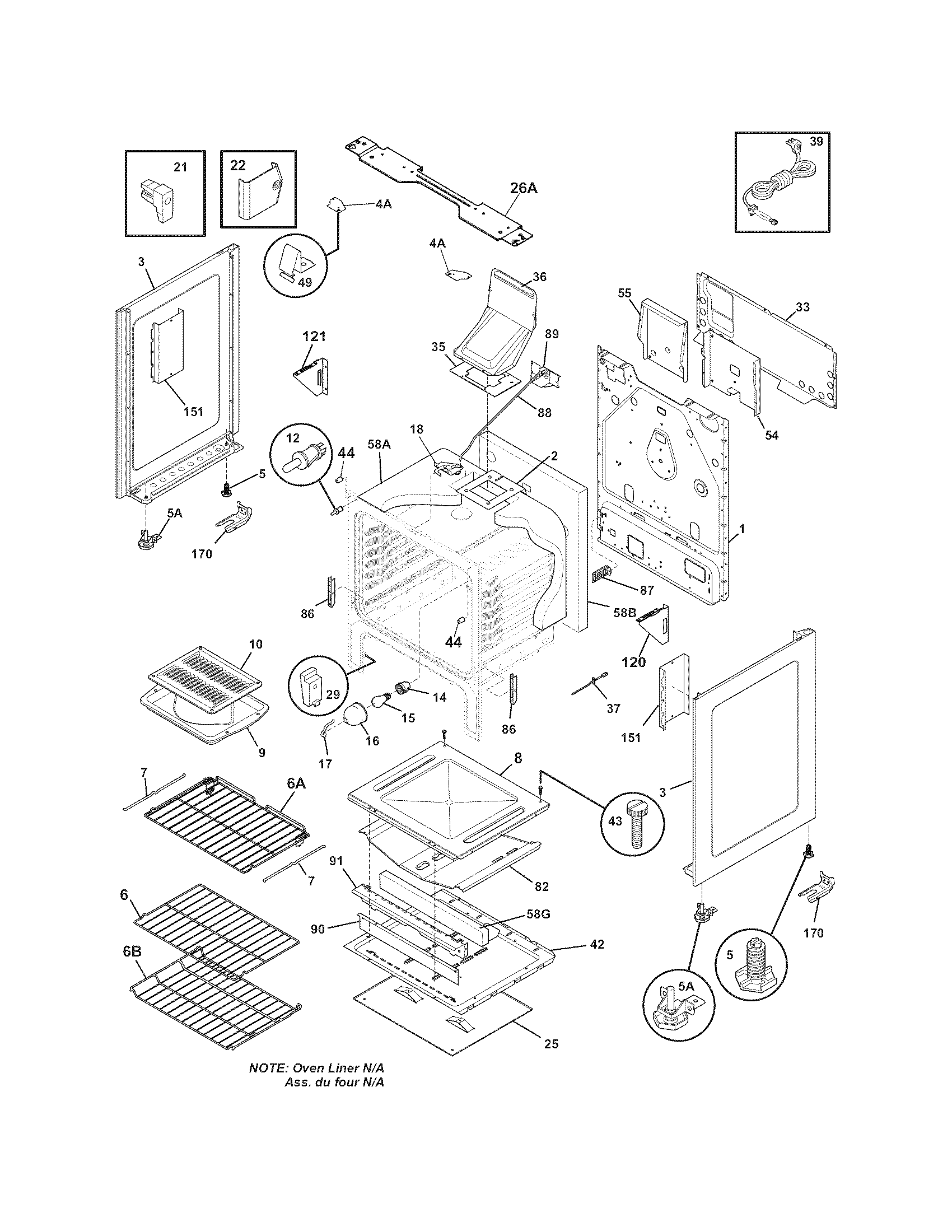 Frigidaire LGGF3032KBF body diagram