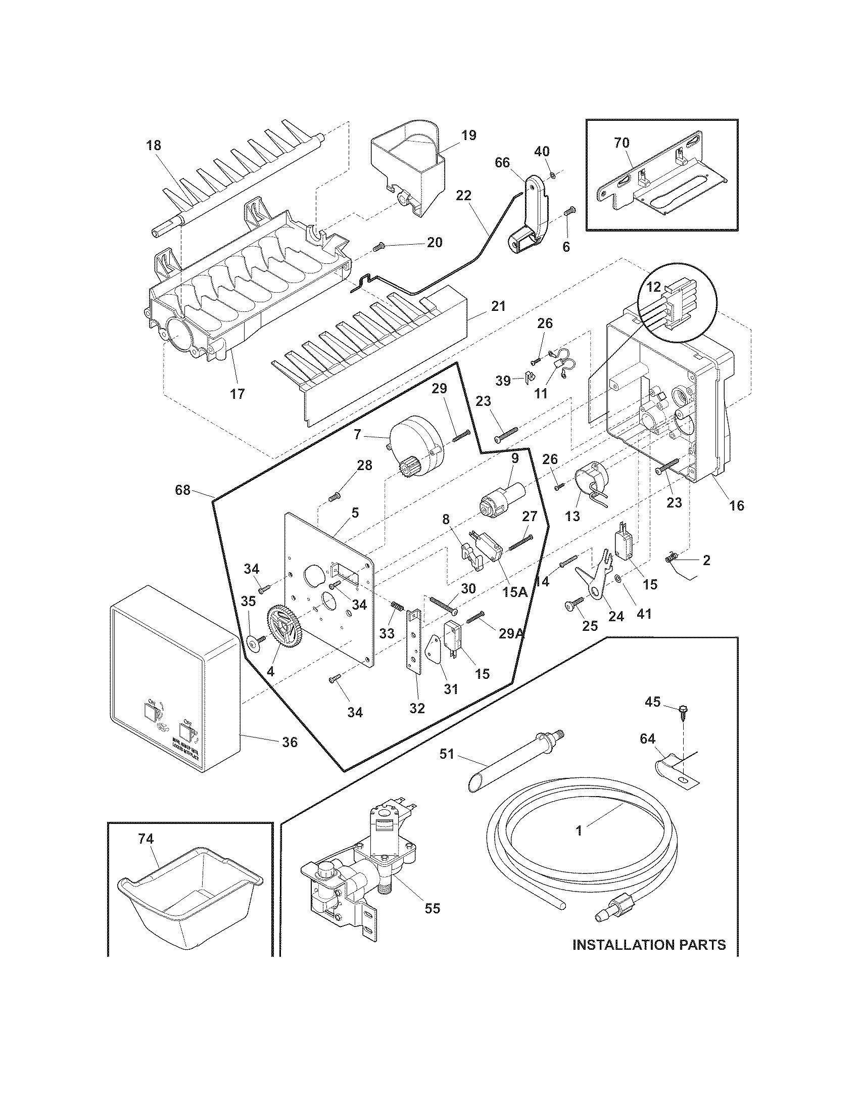 Electrolux EI28BS36IS1 ice maker diagram