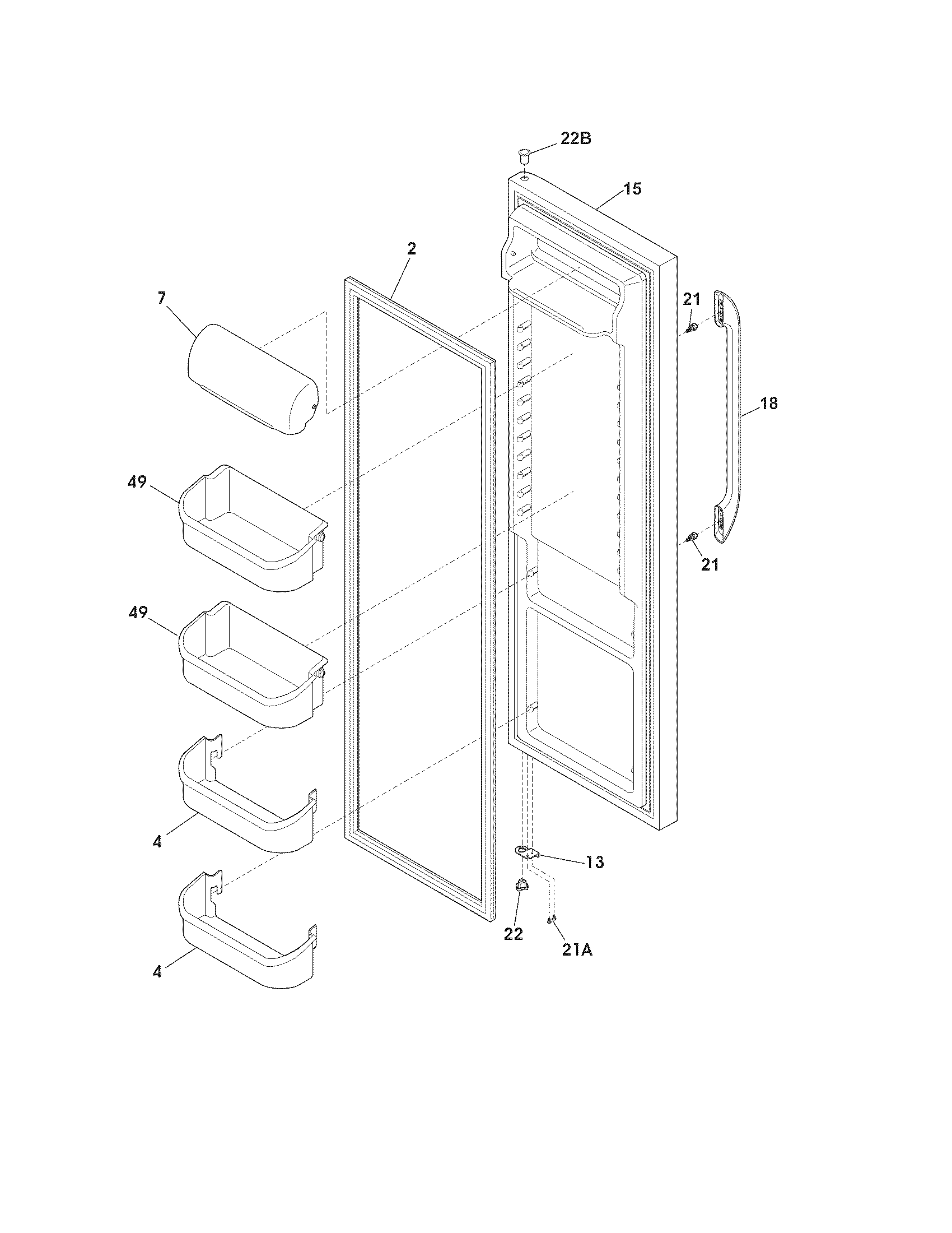 Frigidaire FFHS2311LB0 refrigerator door diagram