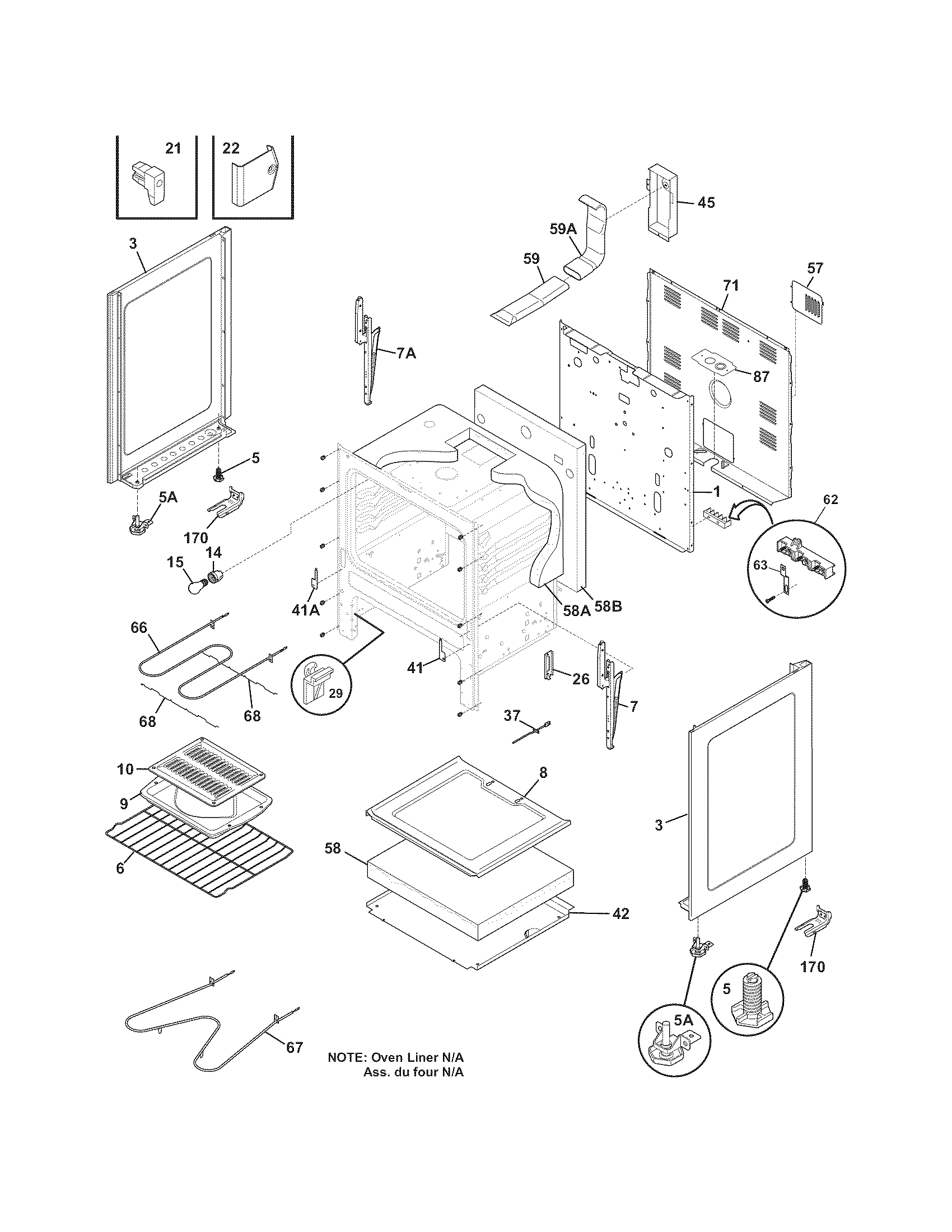 Frigidaire FEF336ECK body diagram