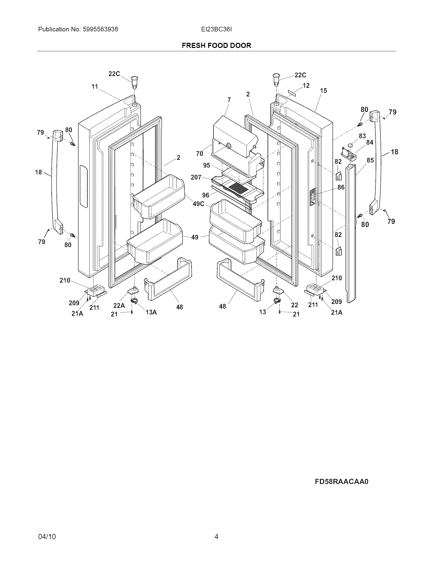 Electrolux EI23BC36IB1 fresh food door diagram