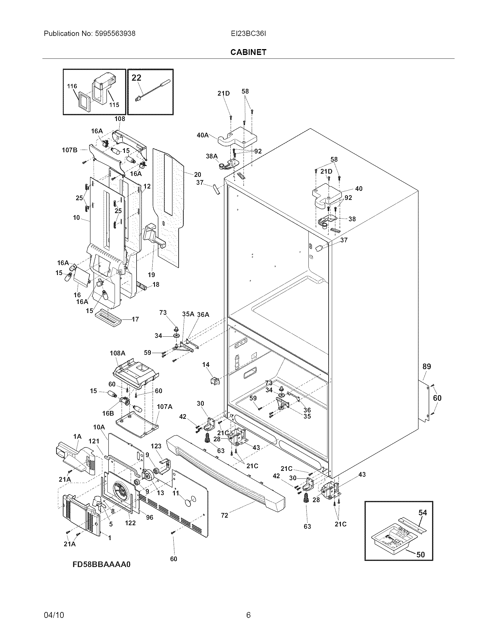 Electrolux EI23BC36IB1 cabinet diagram