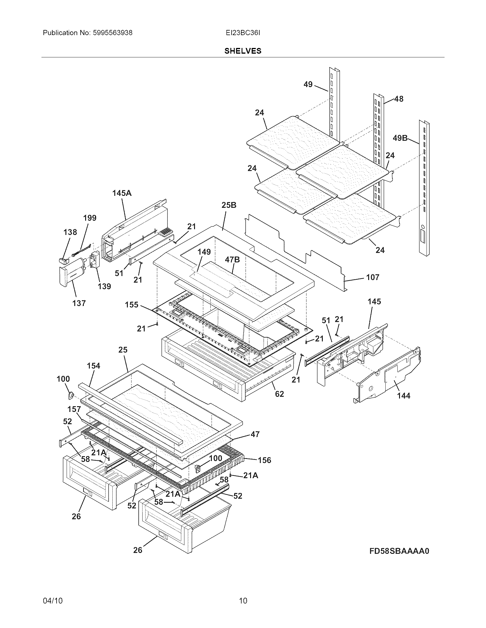 Electrolux EI23BC36IB1 shelves diagram