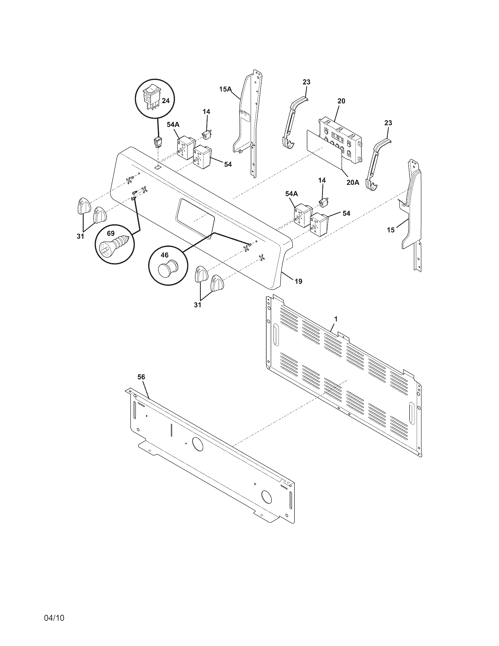 Frigidaire FFEF3012LWA backguard diagram