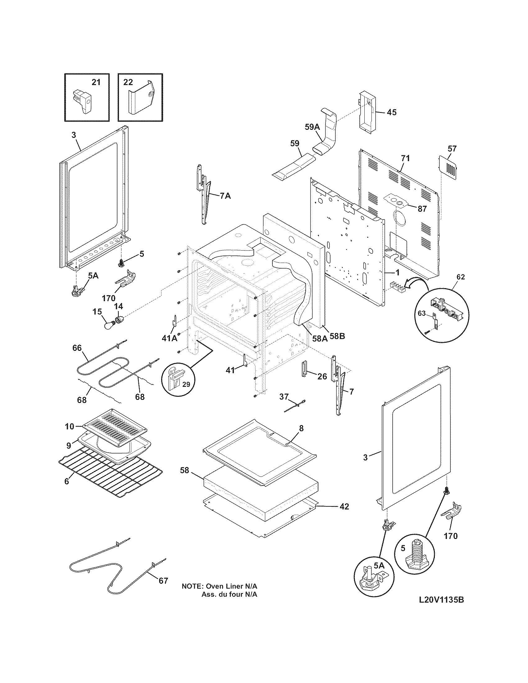 Frigidaire FFEF3012LWA body diagram