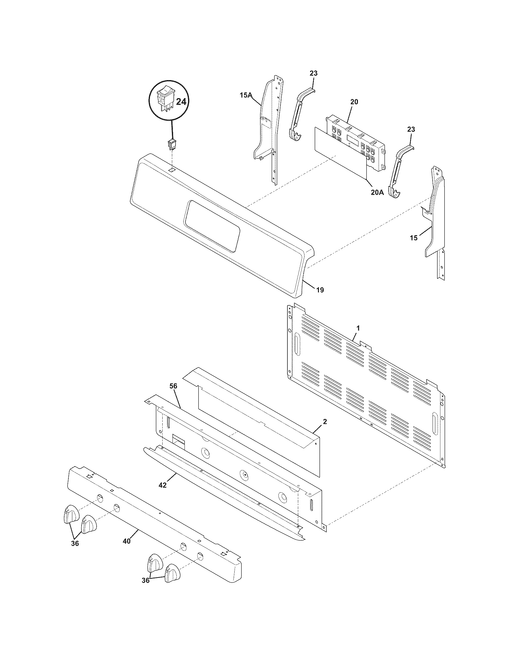 Frigidaire FFGF3053LSB backguard diagram