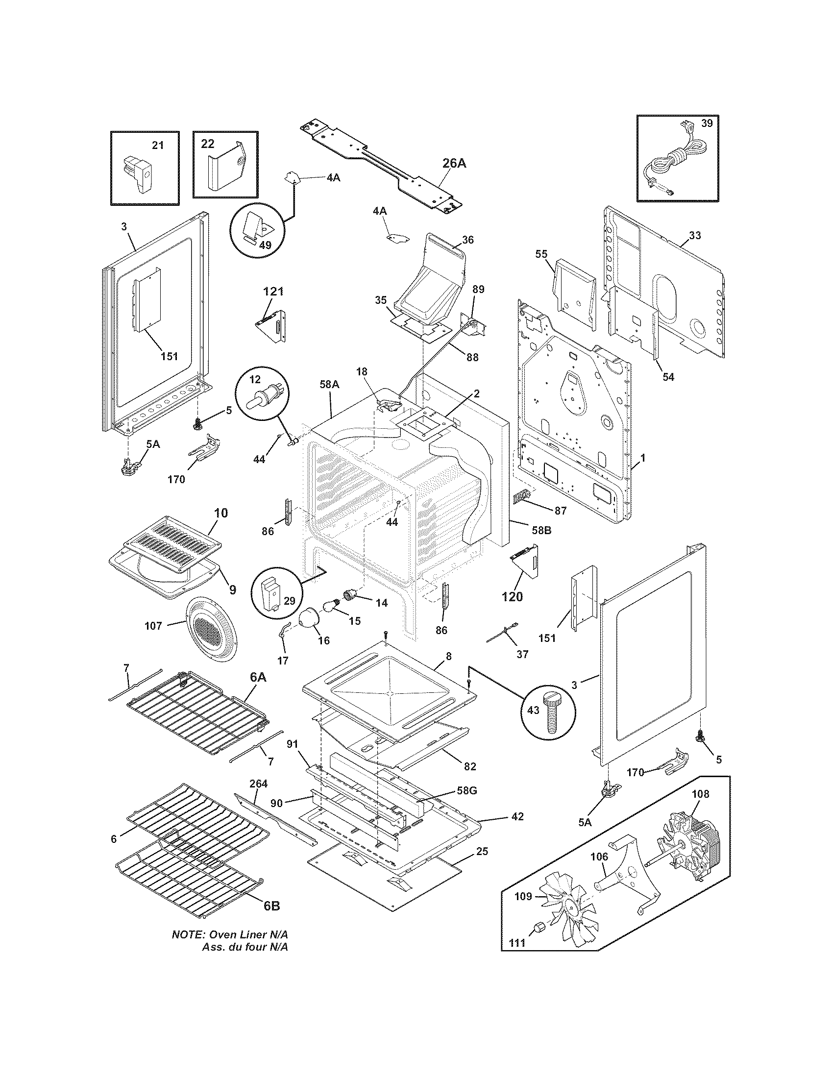 Frigidaire LGGF3033KWF body diagram