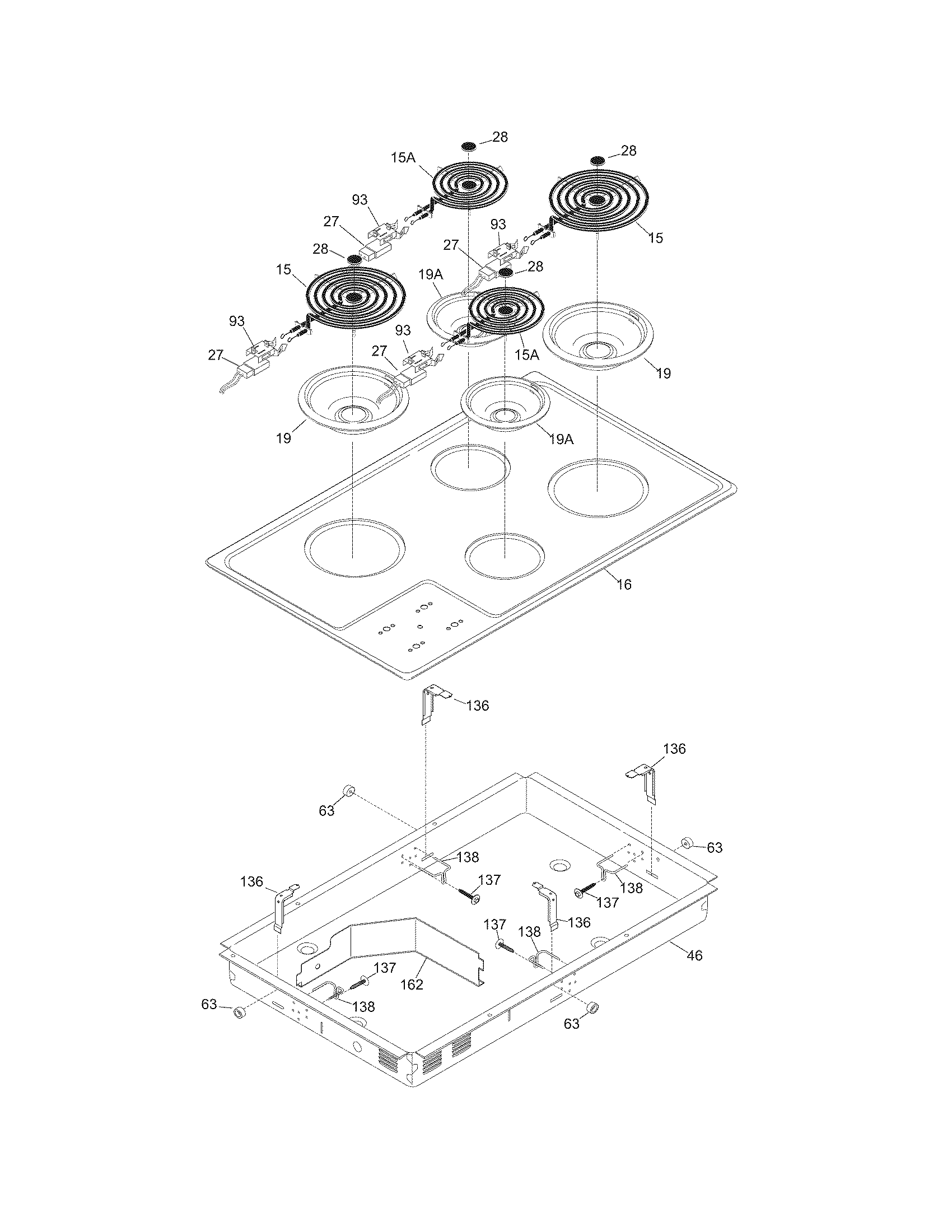 Frigidaire FFEC3205LS1 maintop/surface units diagram