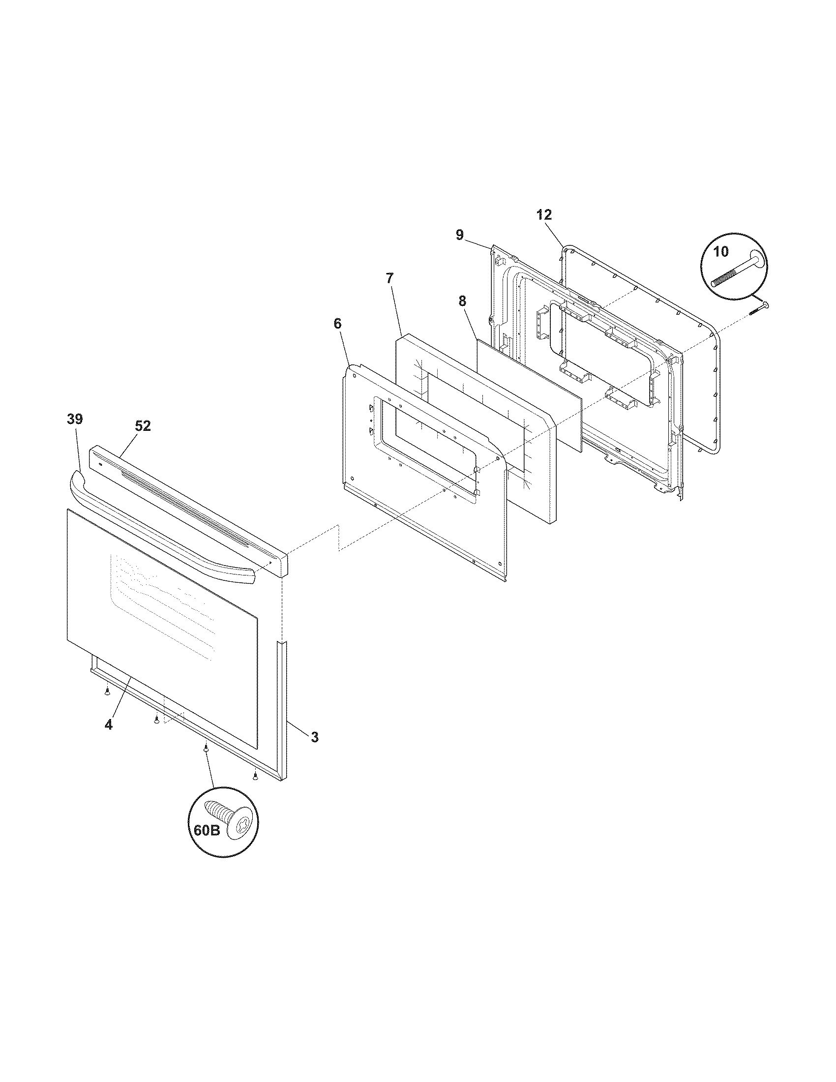 Frigidaire CFEF3007LWA door diagram