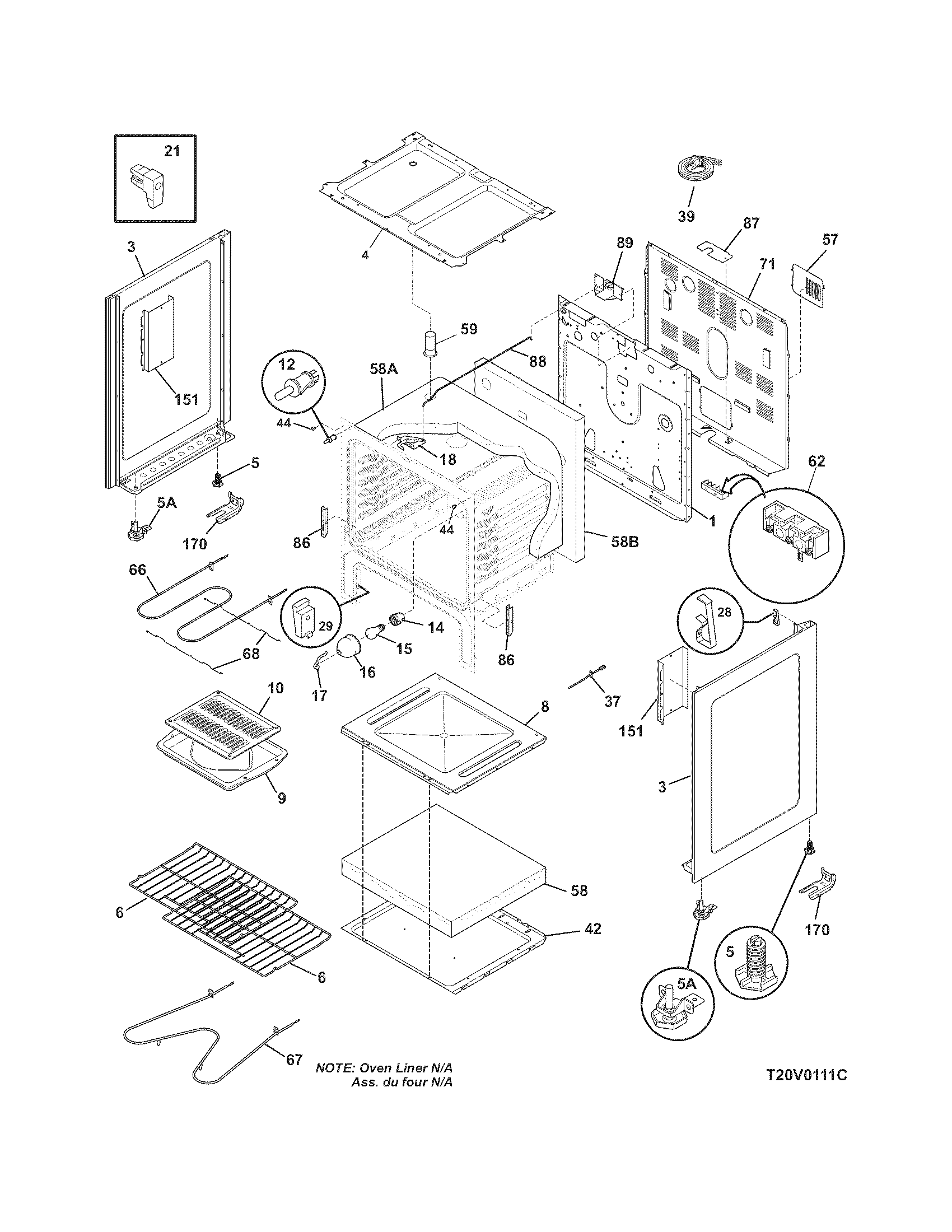 Frigidaire CFEF355FCG body diagram