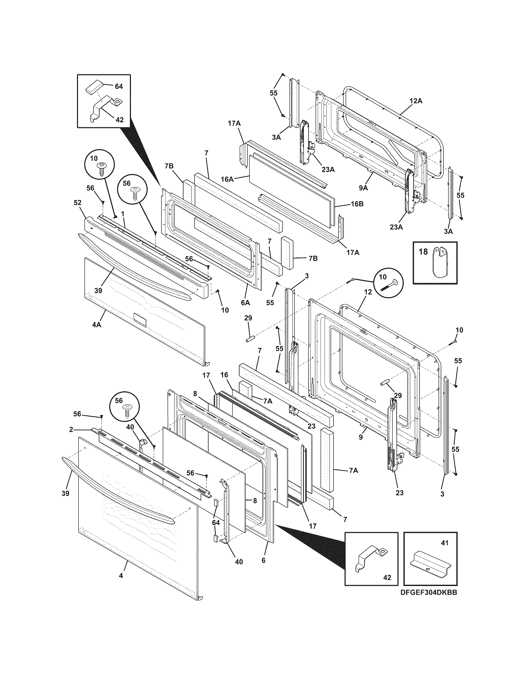 Frigidaire FGEF304DKWB doors diagram