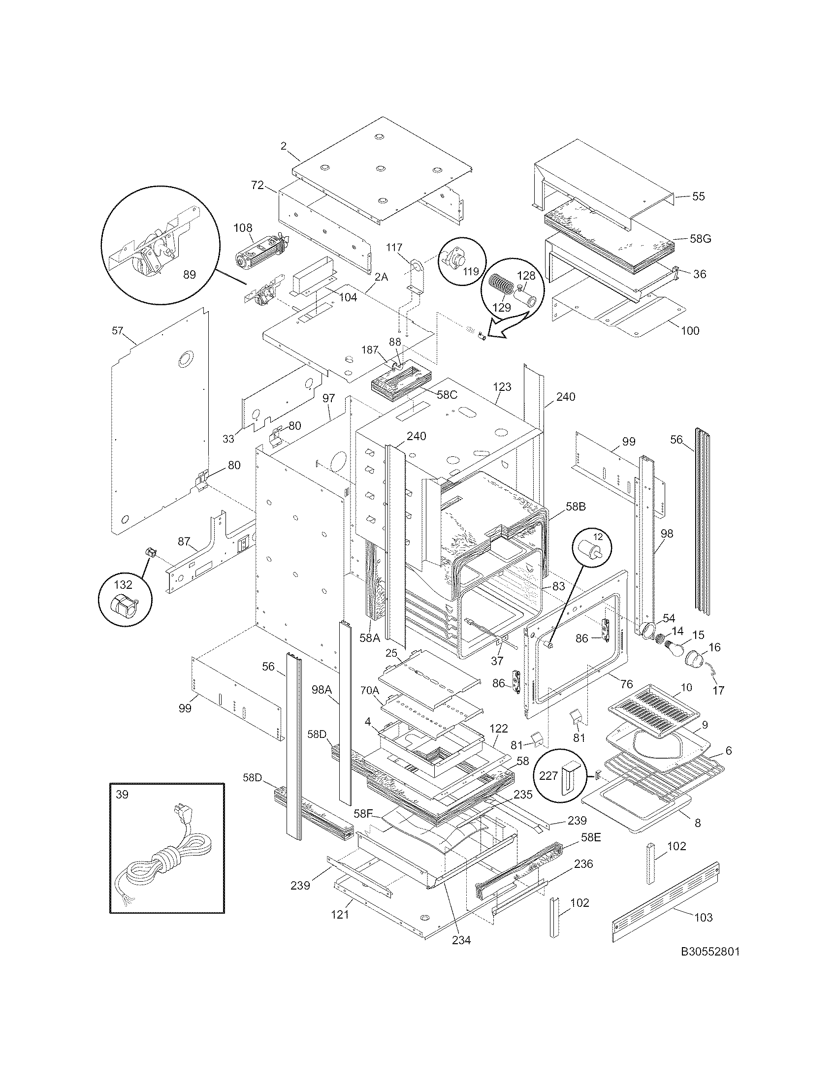 Frigidaire FGB24S5DCG body diagram