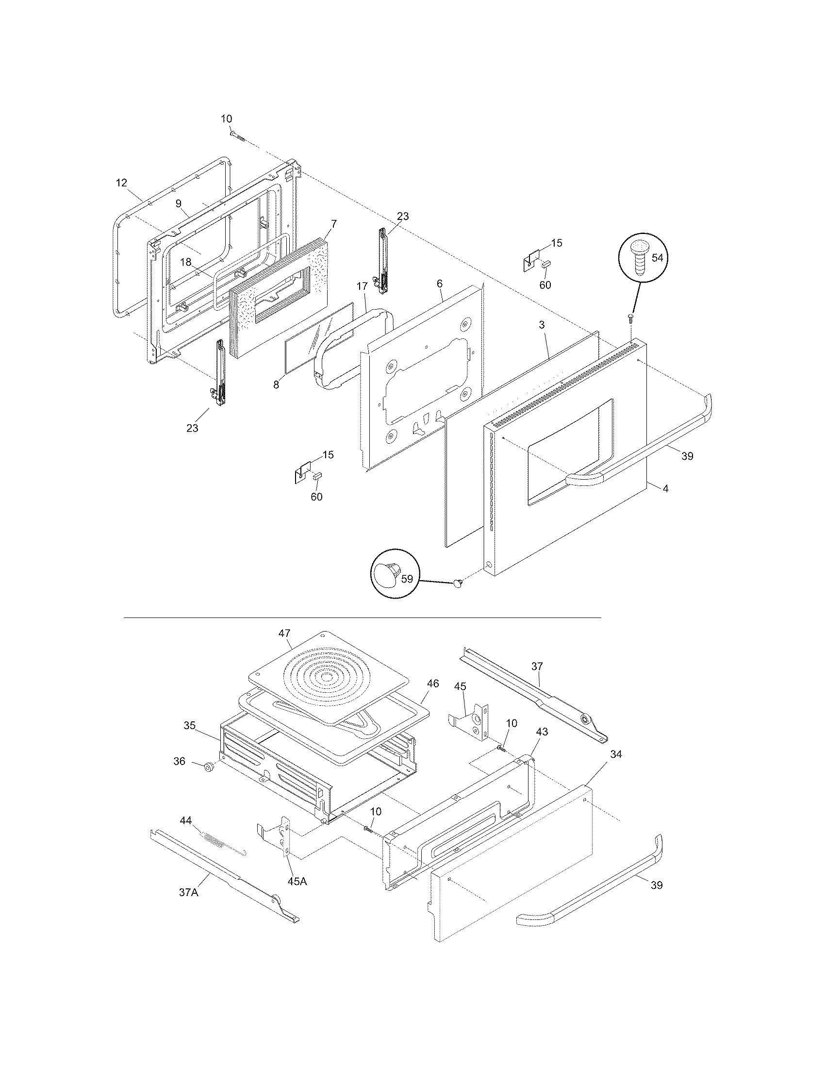 Frigidaire FGB24L2ECC door/drawer diagram