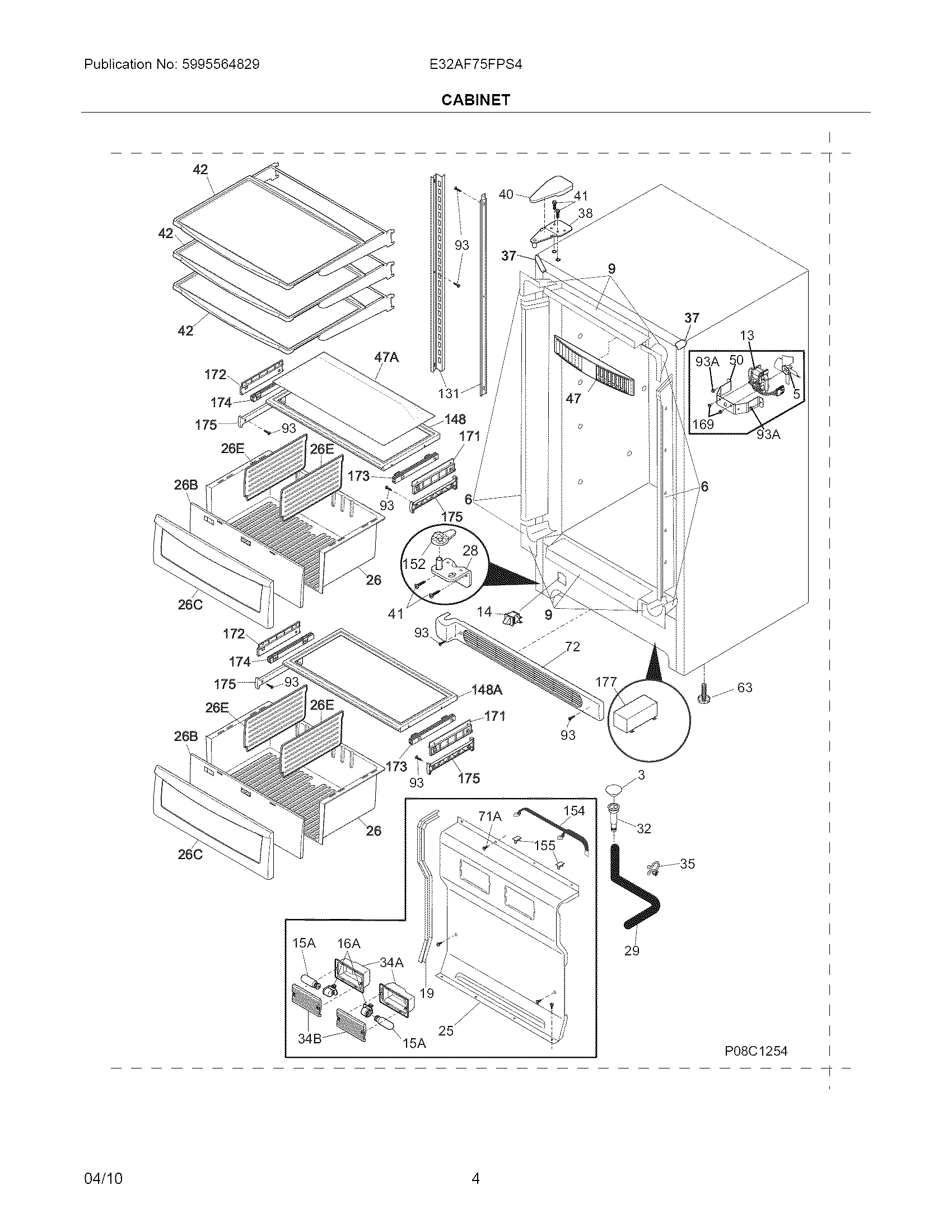 Electrolux E32AF75FPS4 cabinet diagram