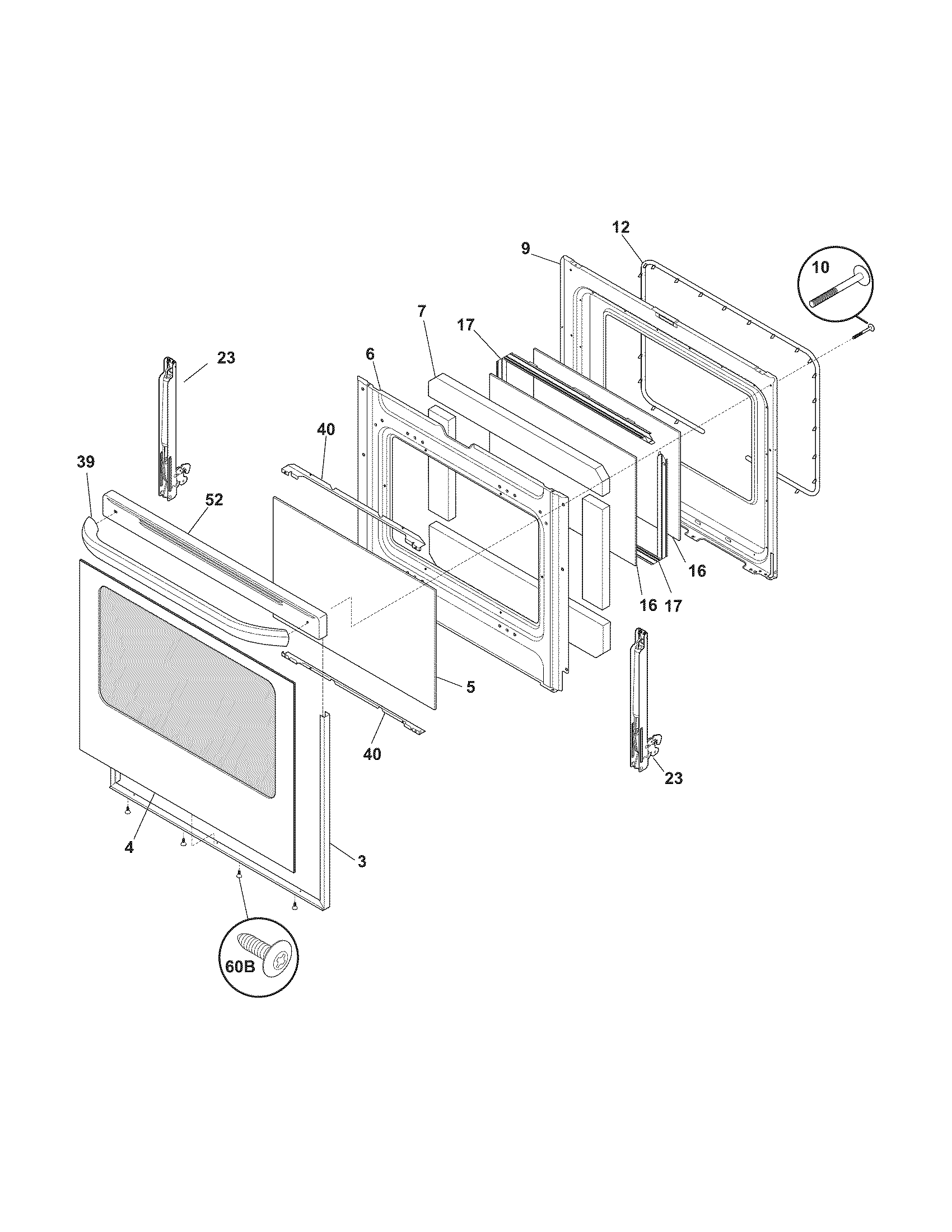 Frigidaire FFEF3015LSA door diagram